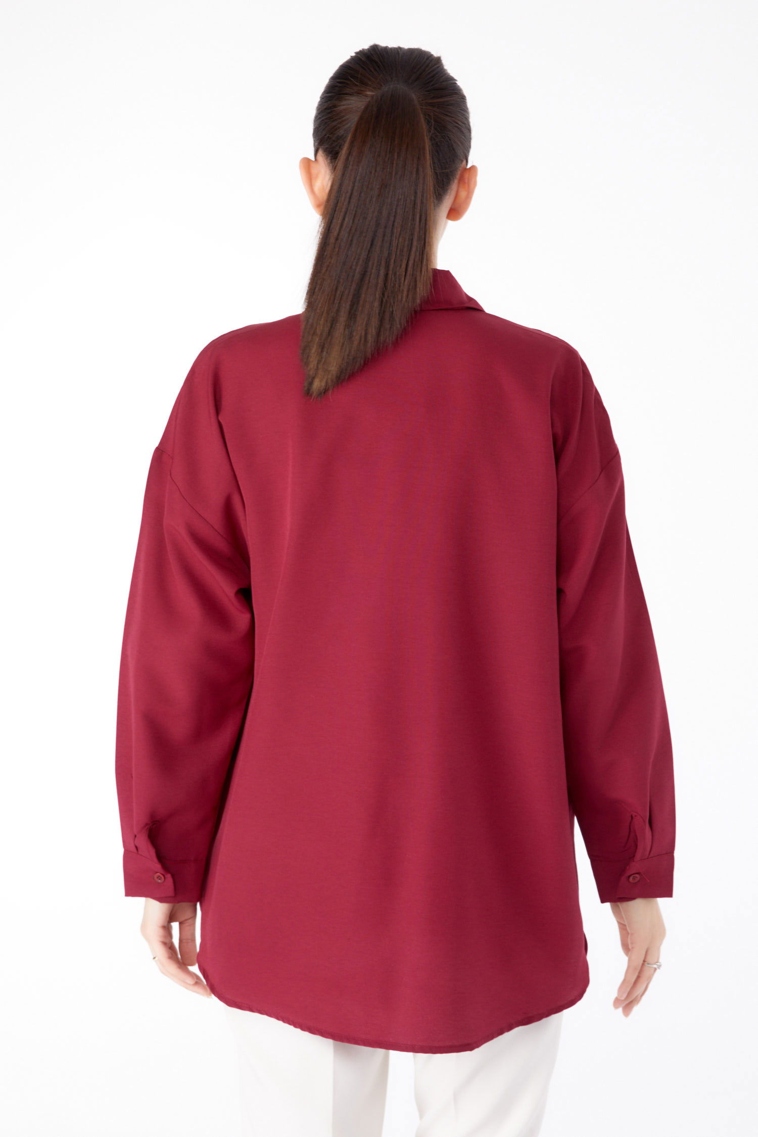 Taş Detaylı Gömlek Bordo - 13194 - 5