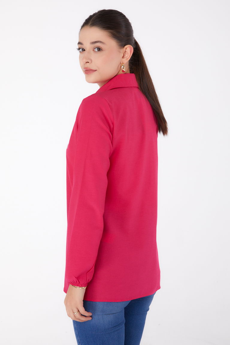 Baskılı Gömlek Fusya - 13338 - TOFİSA