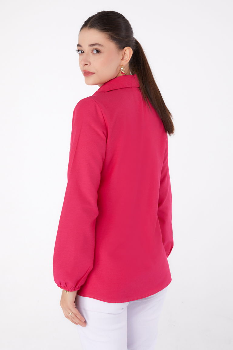 Baskılı Gömlek Fusya - 13339 - TOFİSA