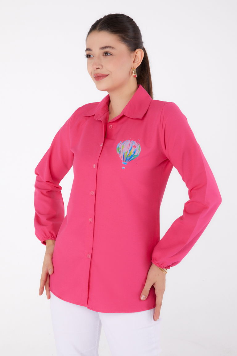 Baskılı Gömlek Fusya - 13341 - TOFİSA