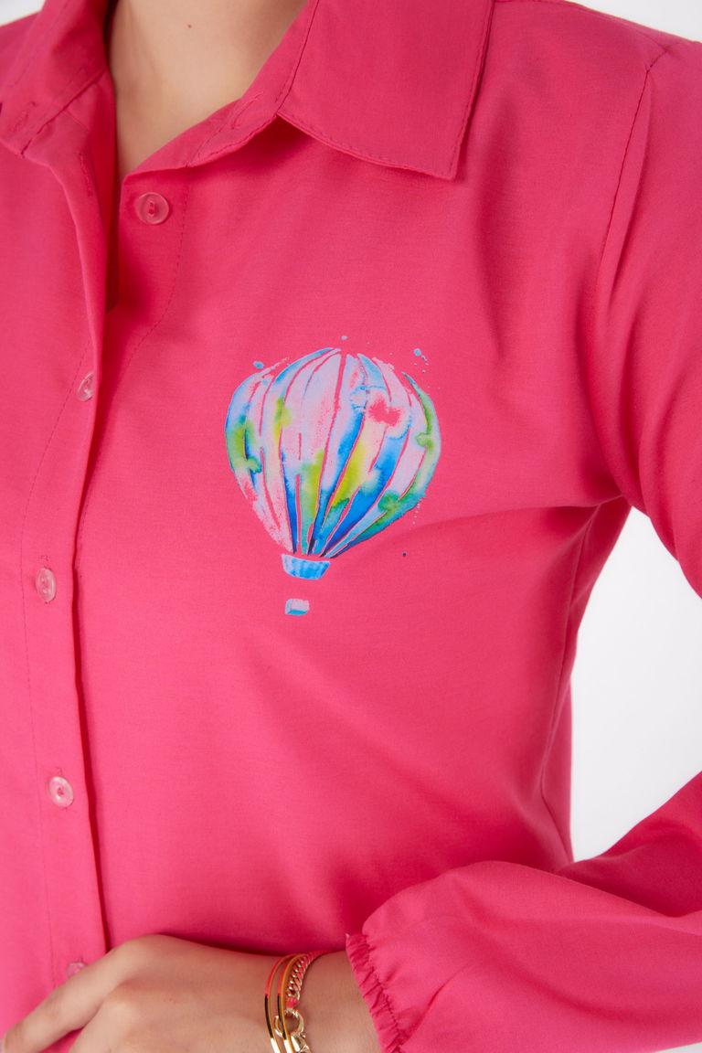 Baskılı Gömlek Fusya - 13341 - TOFİSA