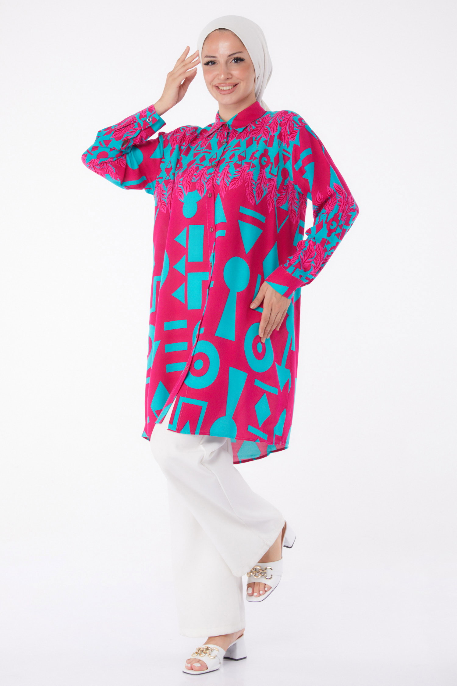 Desenli Tunik Fusya - 26003 - 3