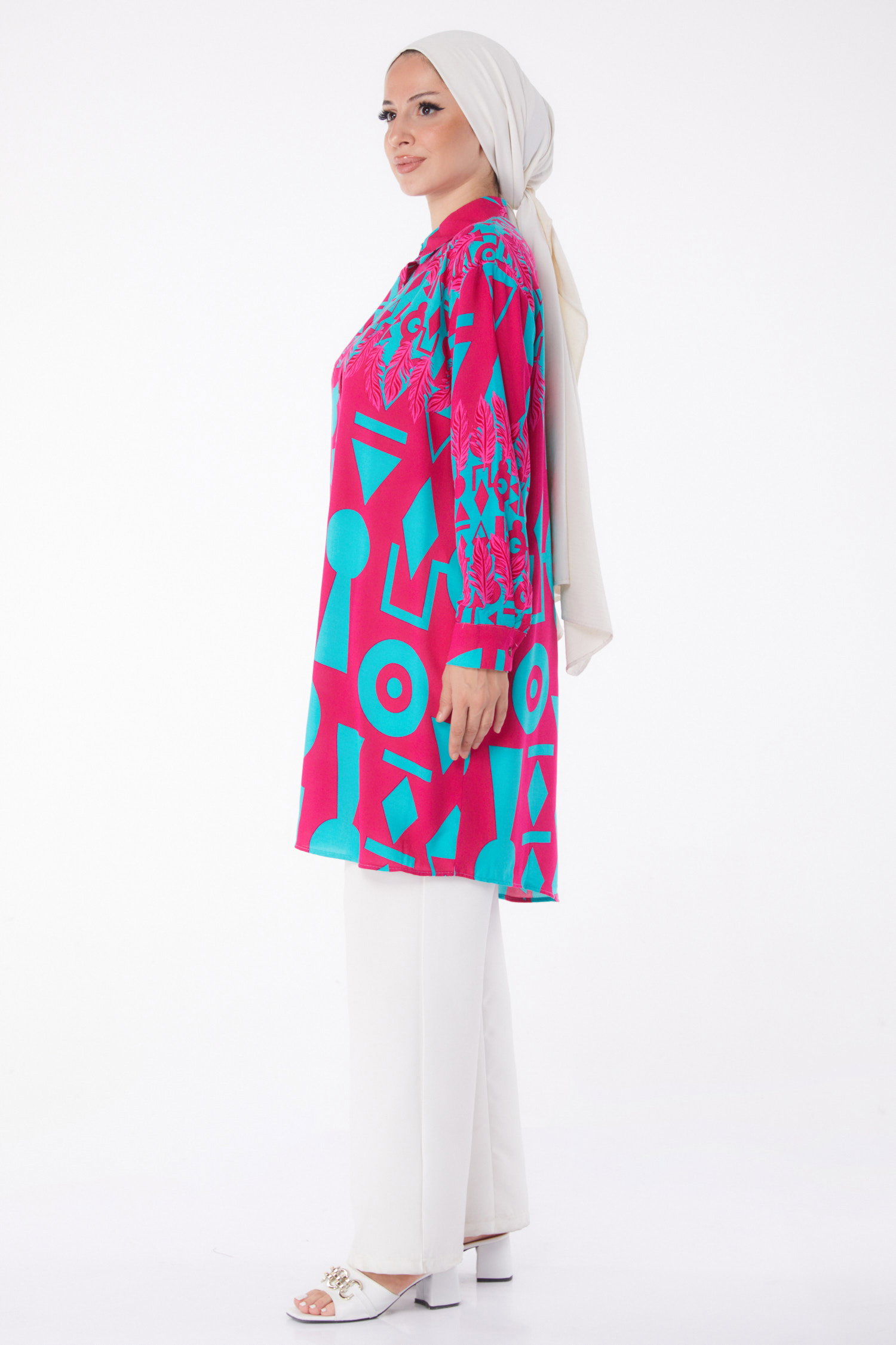 Desenli Tunik Fusya - 26003 - 4