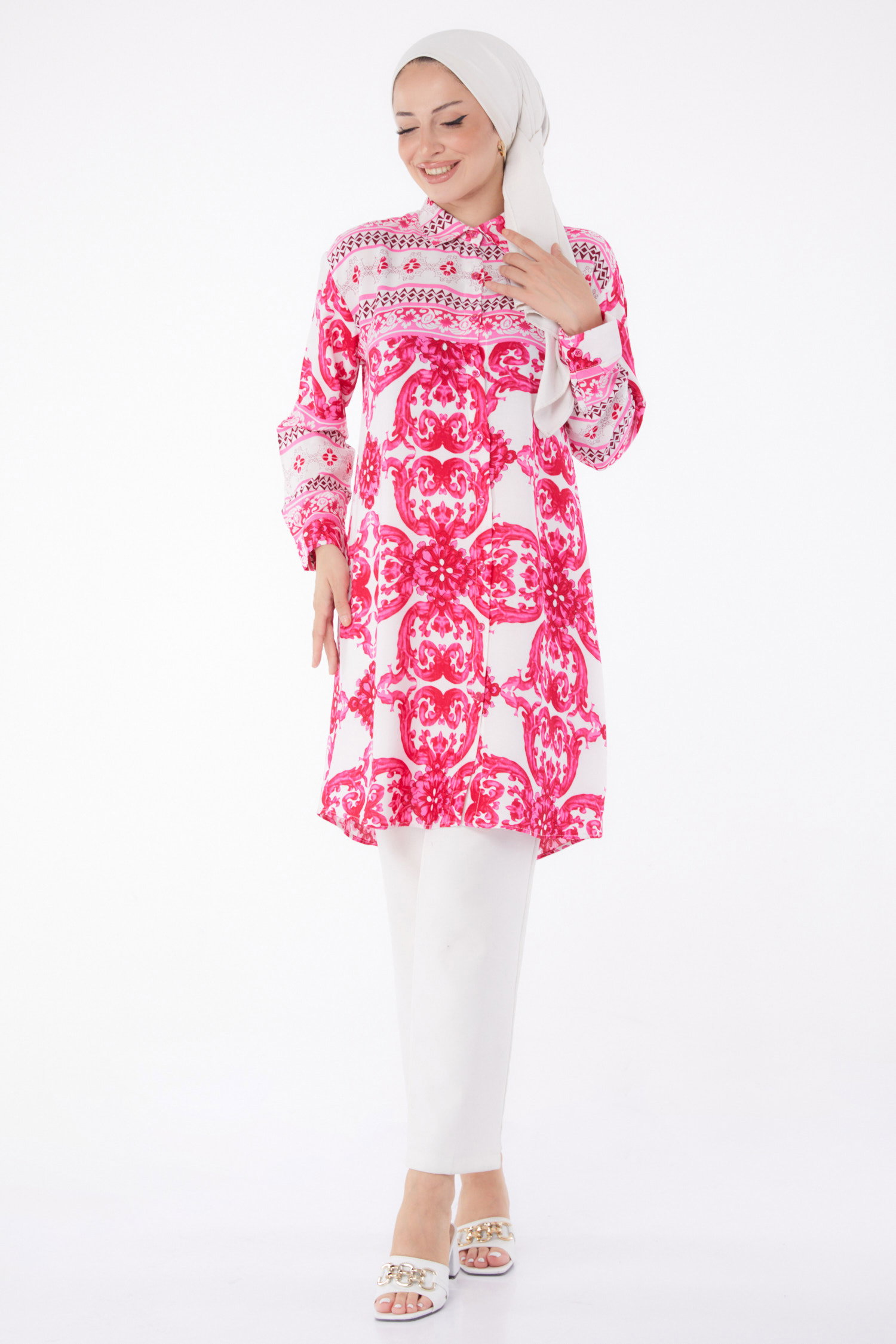 Desenli Tunik Fusya - 26006 - 2