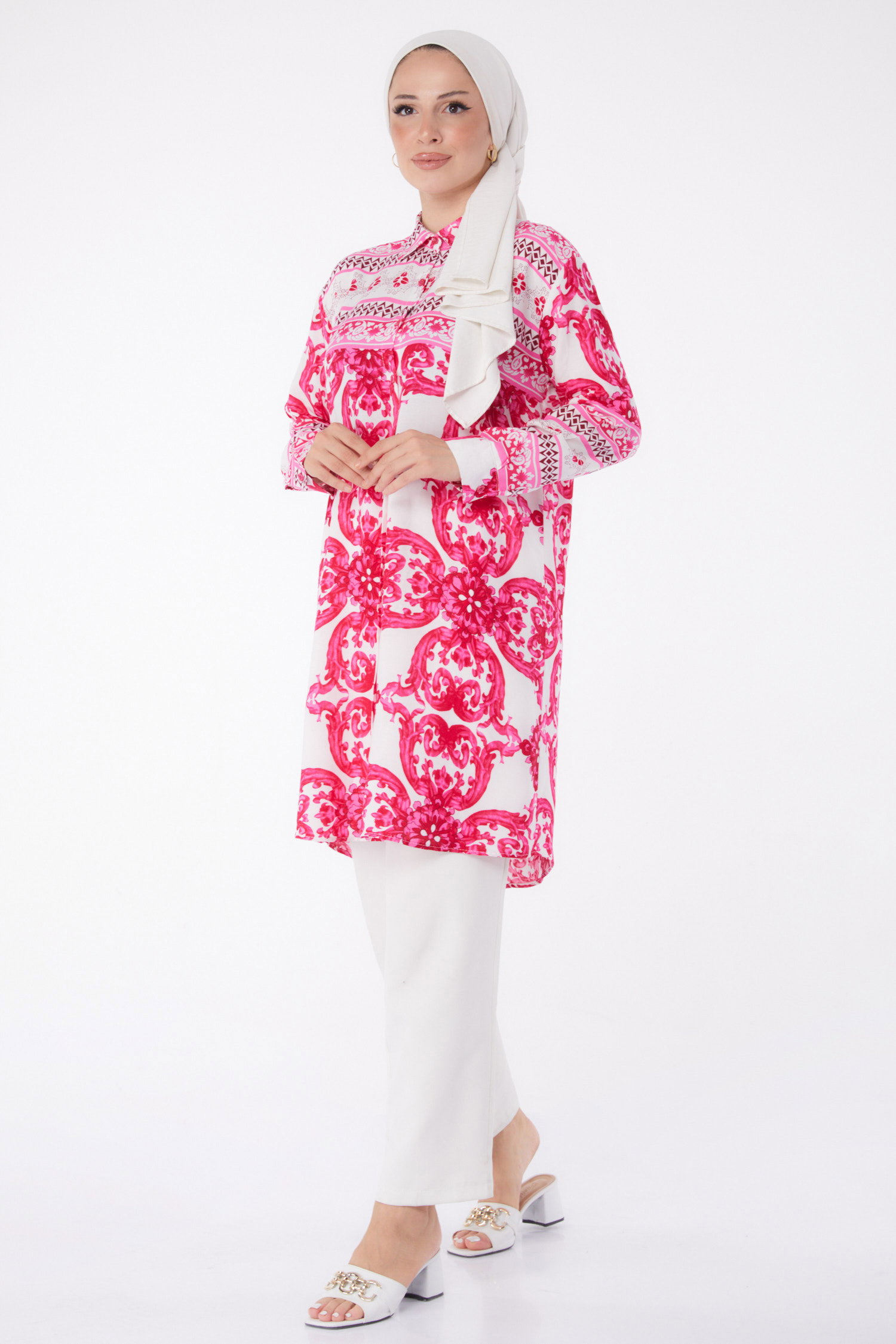 Desenli Tunik Fusya - 26006 - 3