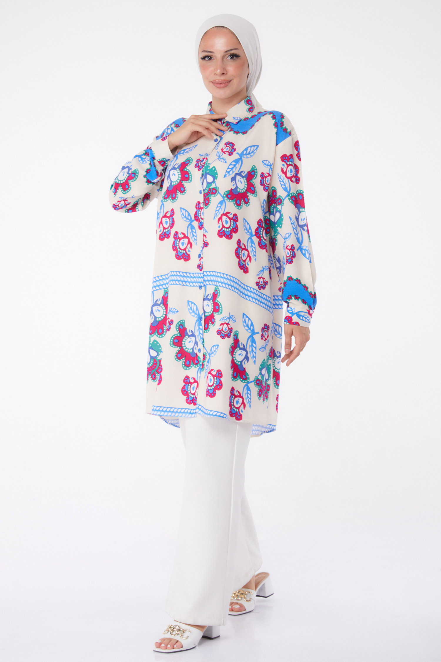 Desenli Tunik Fusya - 26008 - 1