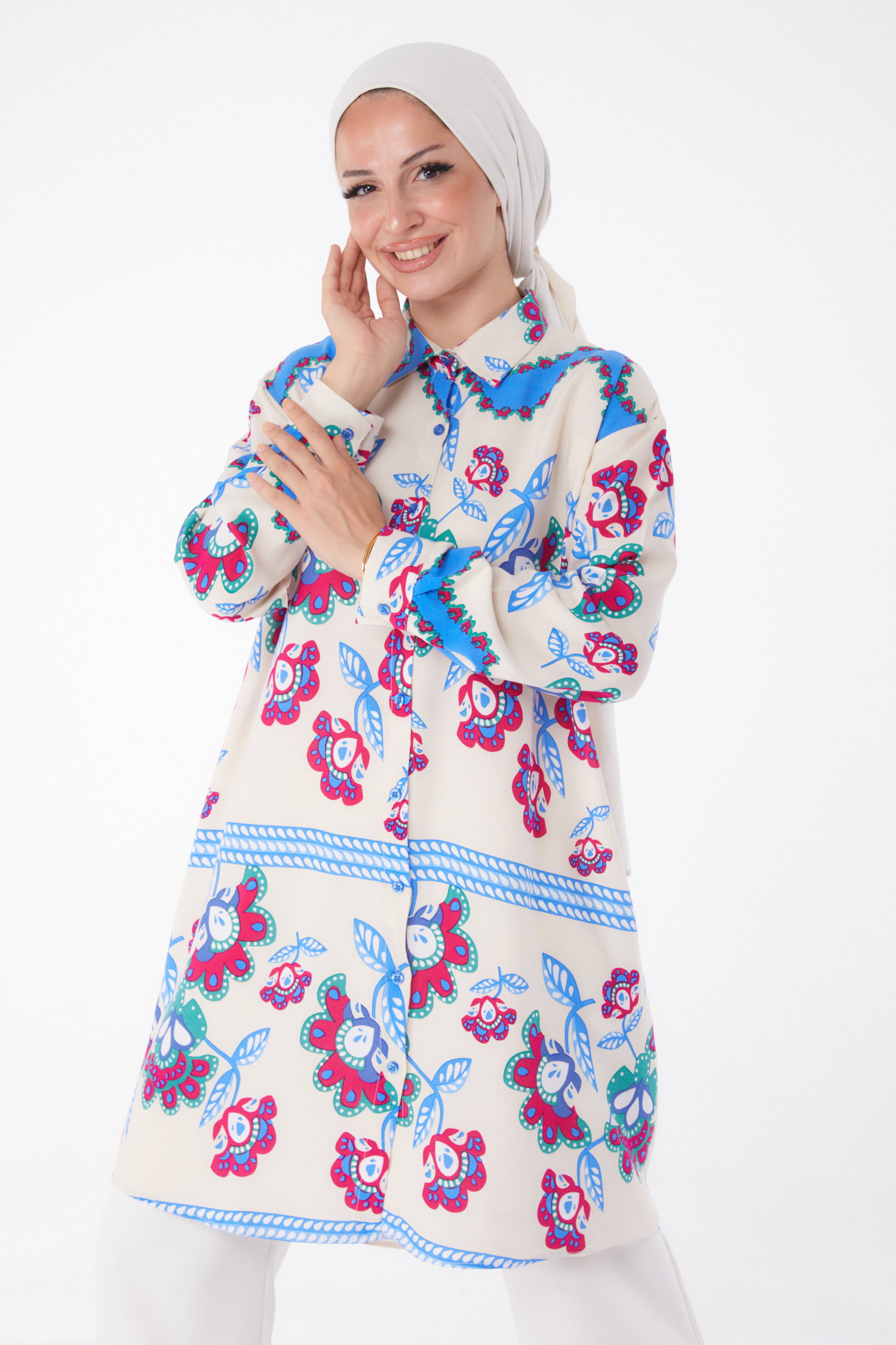 Desenli Tunik Fusya - 26008 - 2