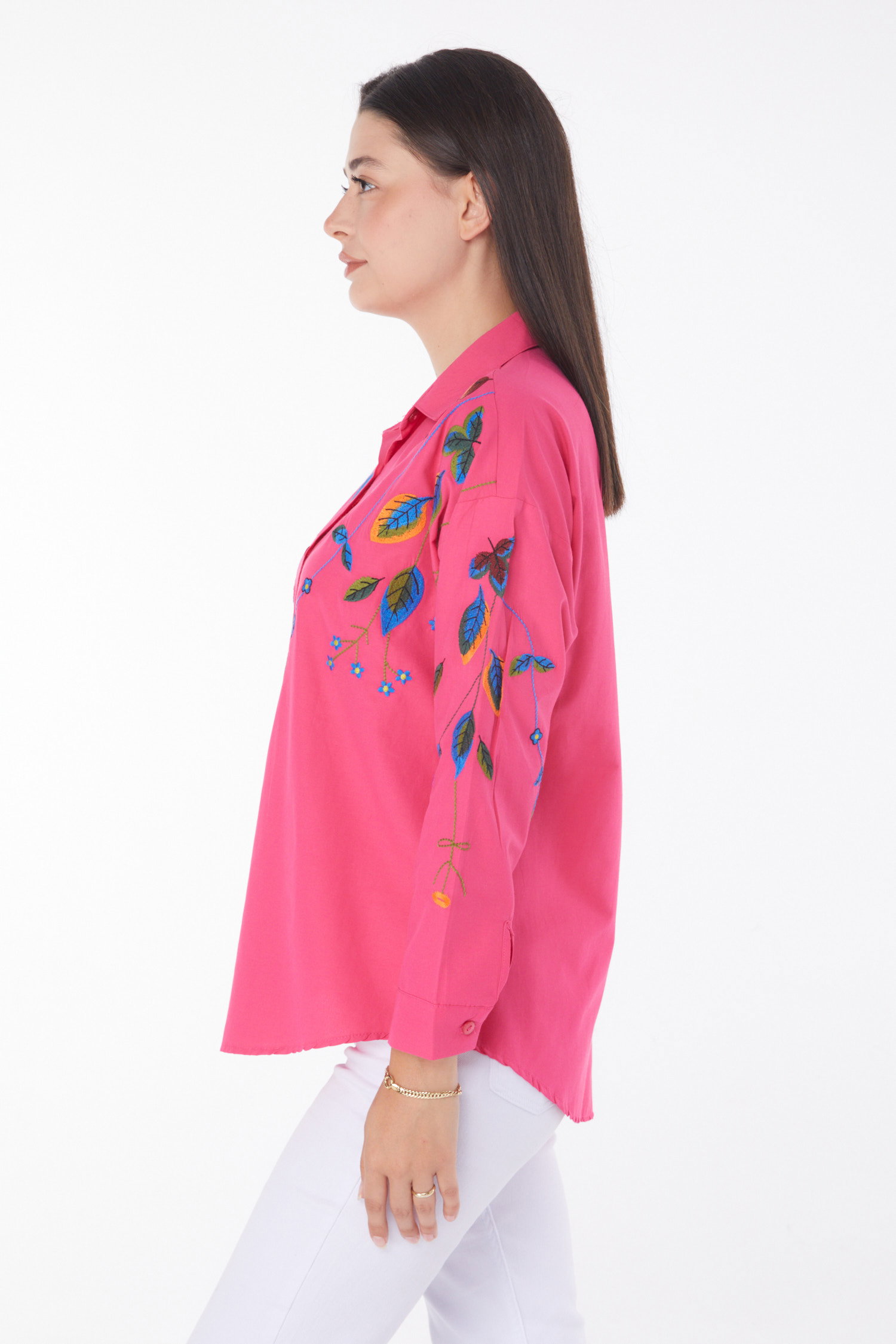 Nakışlı Gömlek Fusya - 25906 - 3