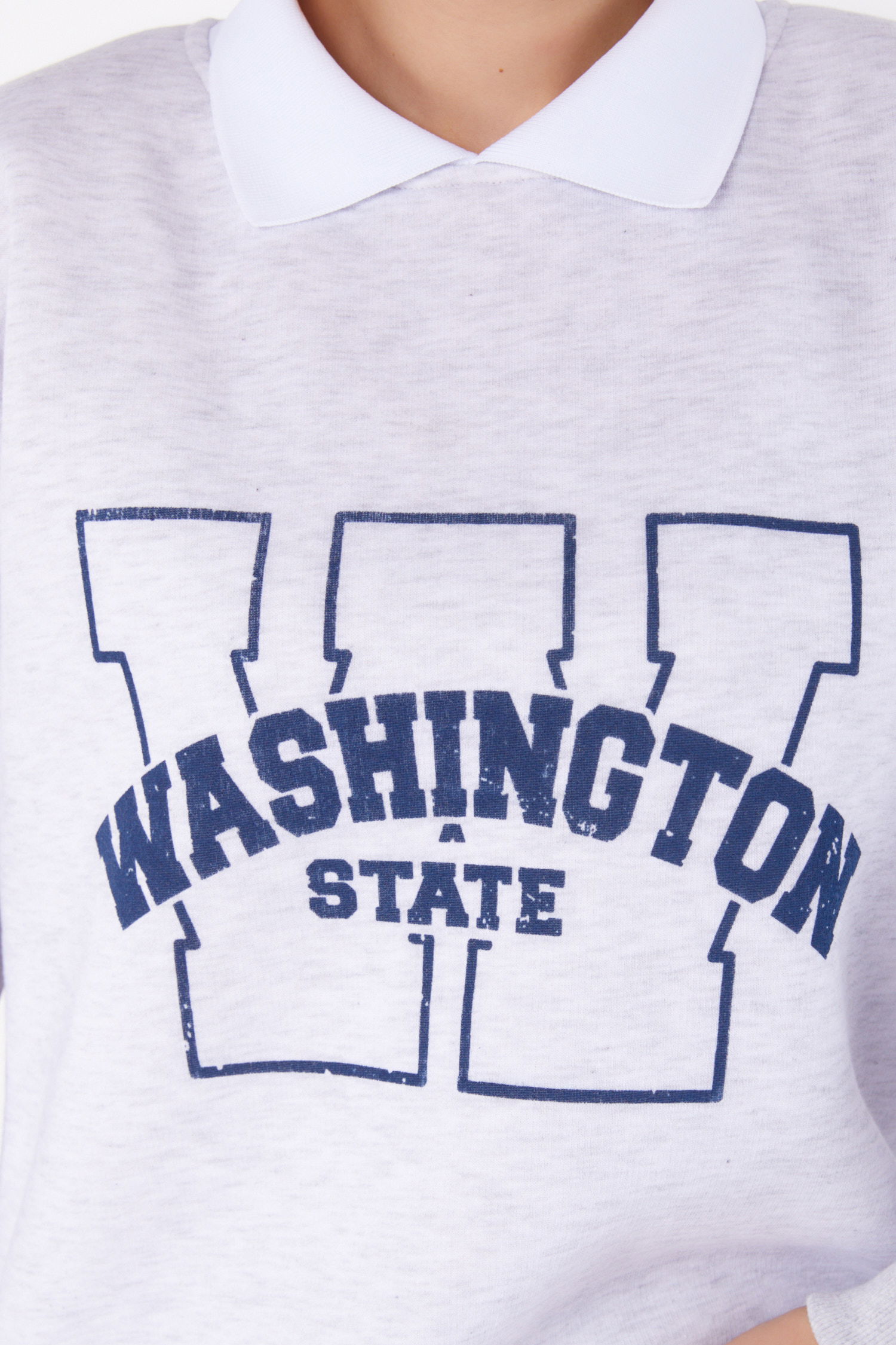 Düz Gömlek Yaka Kadın Gri Baskılı Sweatshirt - 26382 - 6