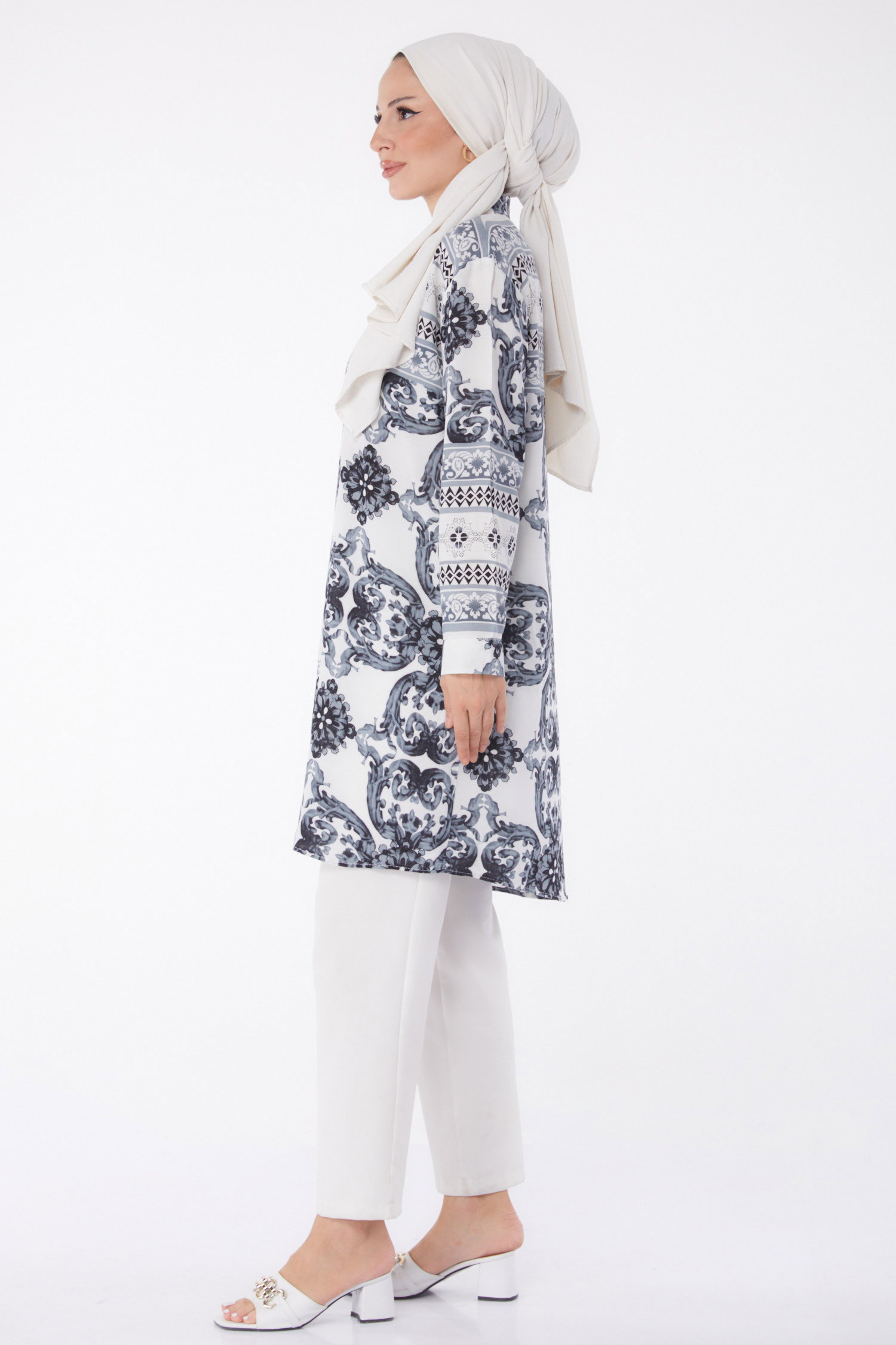 Desenli Tunik Gri - 26006 - 4