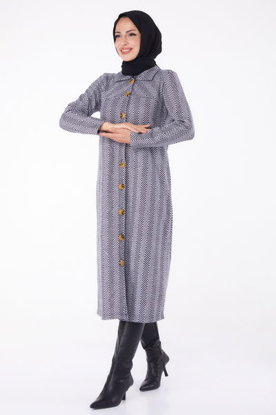 Düğmelı Kap Gri - 13307 