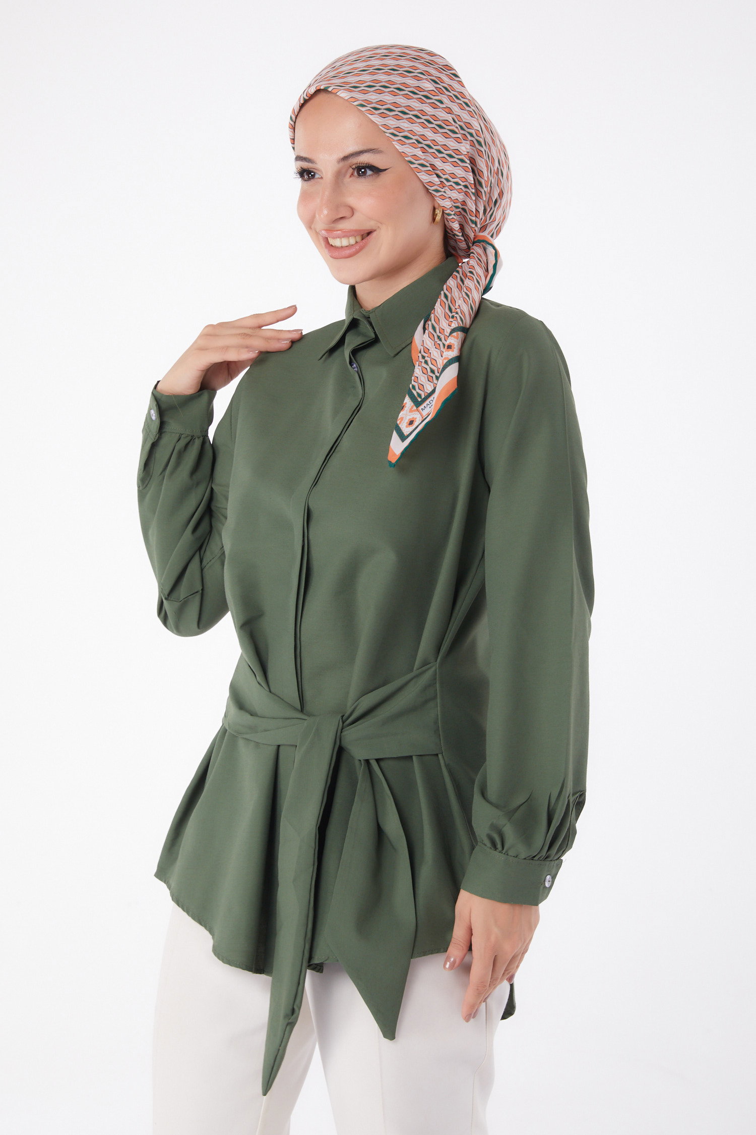 Bağcık Detaylı Tunik Haki - 13250 - 2