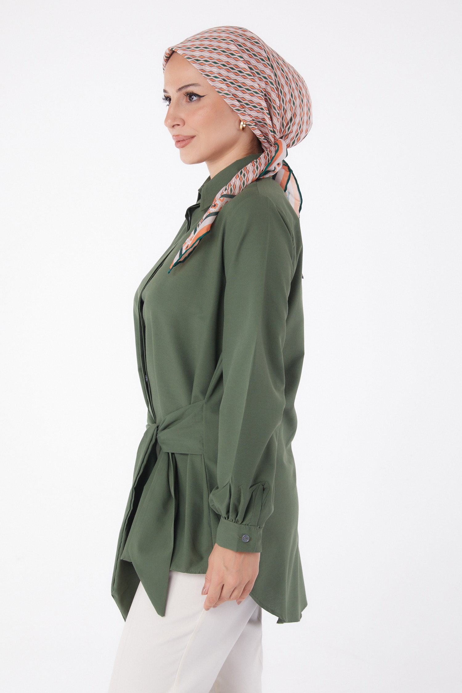 Bağcık Detaylı Tunik Haki - 13250 - 3