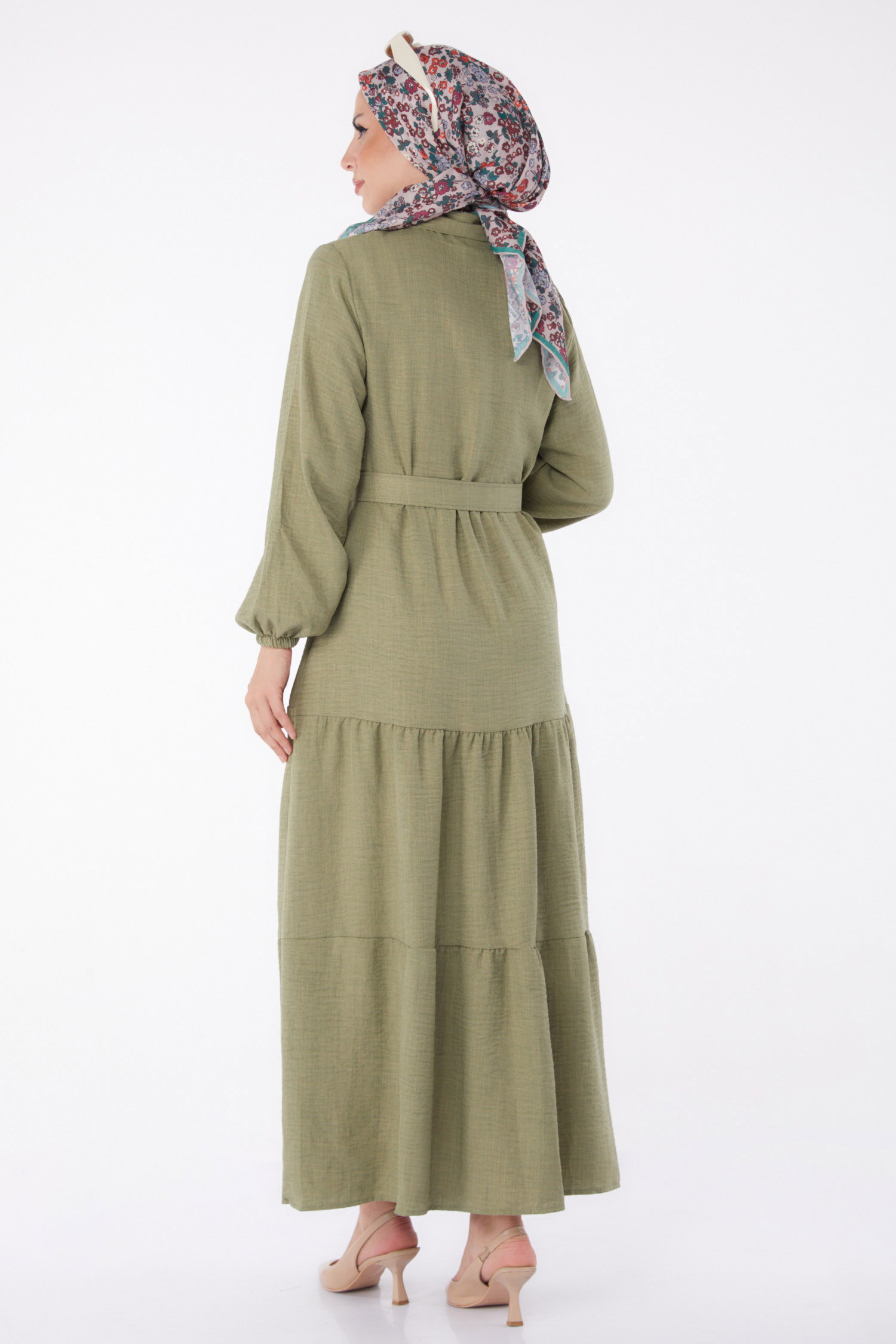 Kemerli Elbise Haki - 26000 - 5