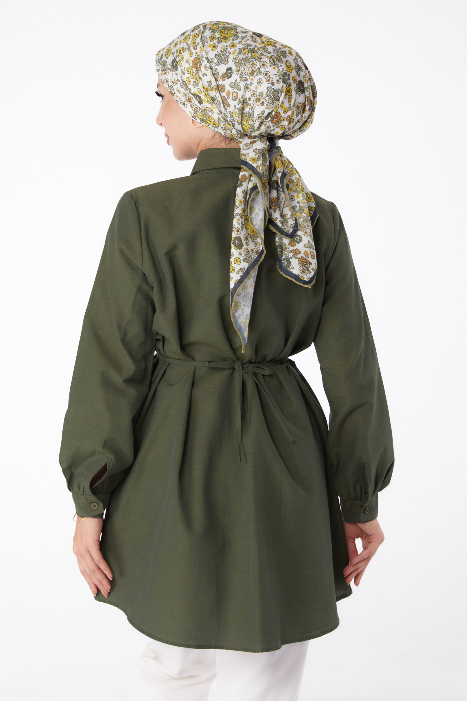 Düz Gömlek Yaka Kadın Haki Tunik - 13280 - 5