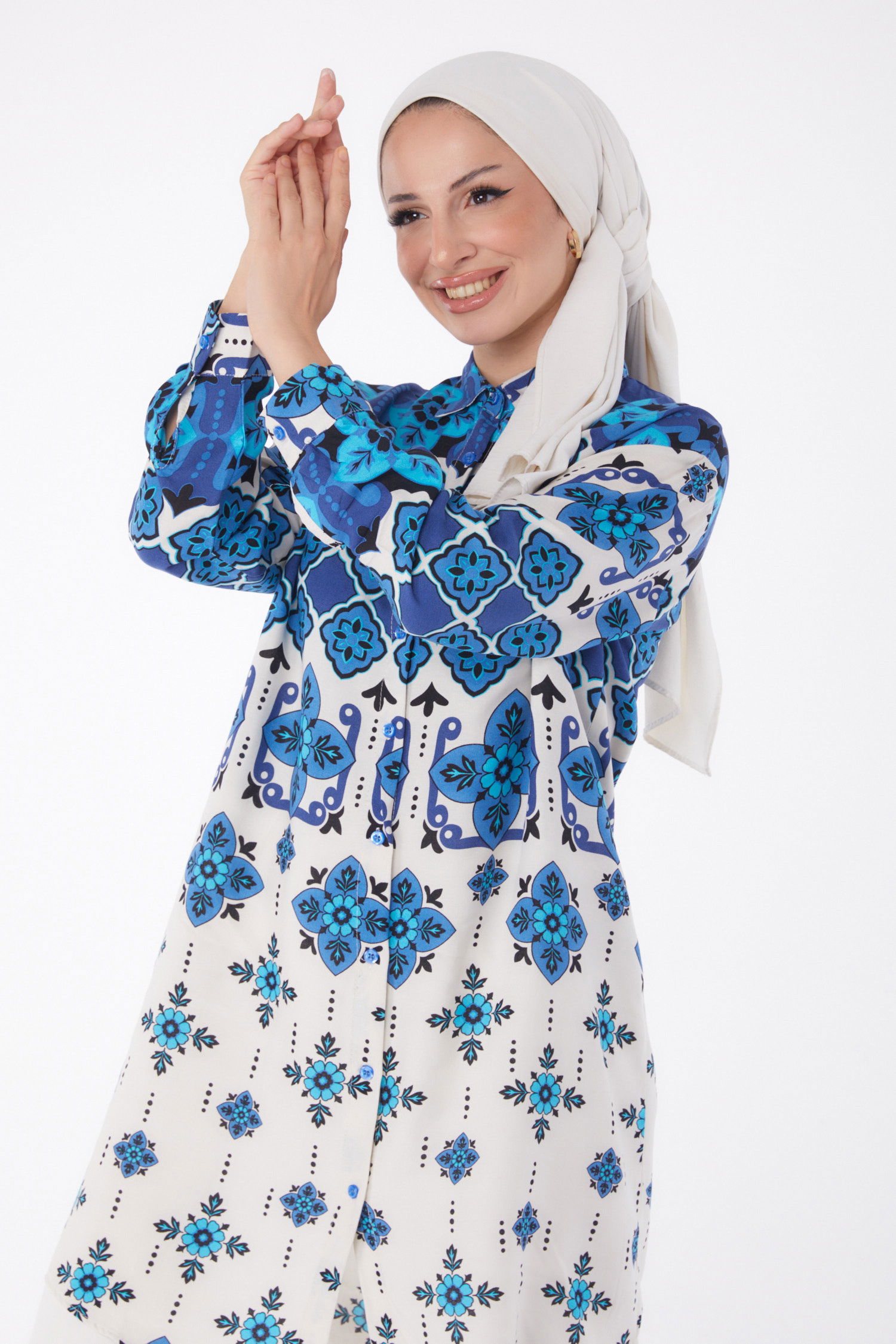 Desenli Tunik Indigo - 26004 - 3