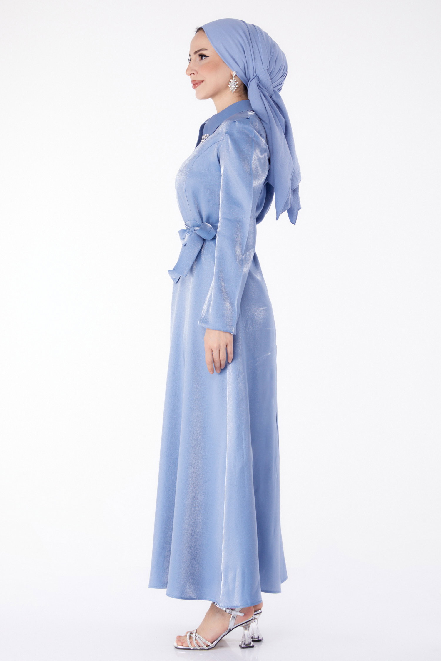Kuşaklı Elbise Indigo - 25406 - 4