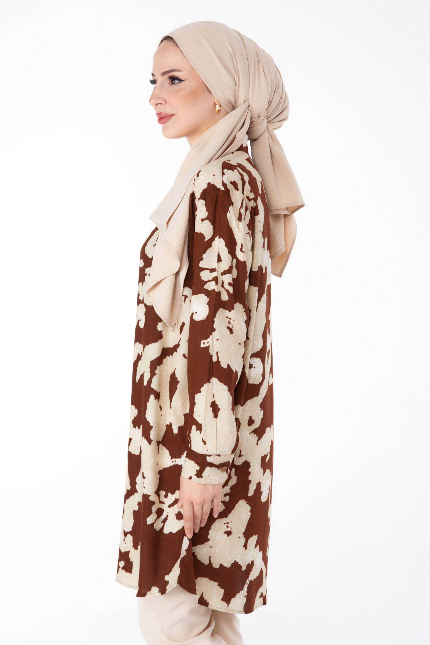 Desenli Tunik Kahve - 25605 - 35