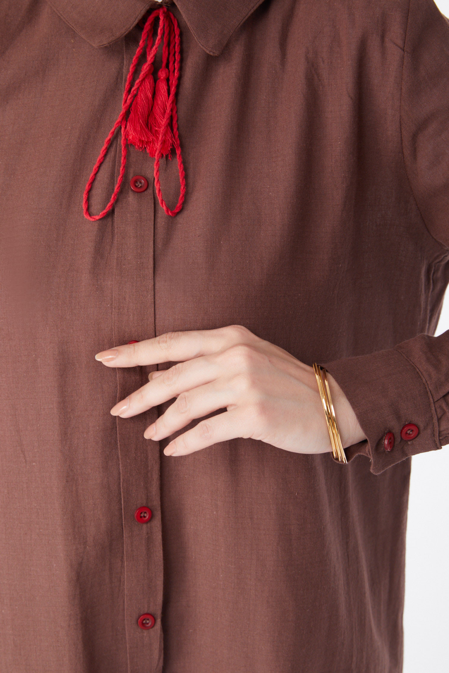 Püskül Detaylı Tunik Kahve - 13159 - 5