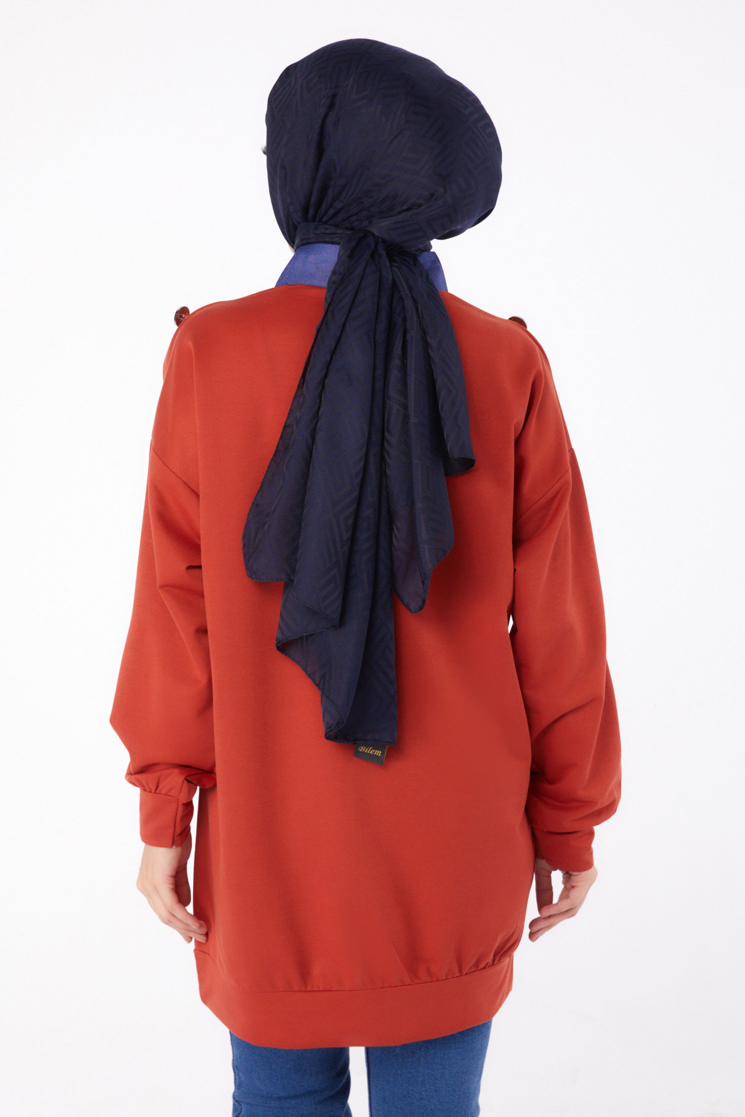 Kot Detaylı Sweatshirt Kiremit - 13298 - 5