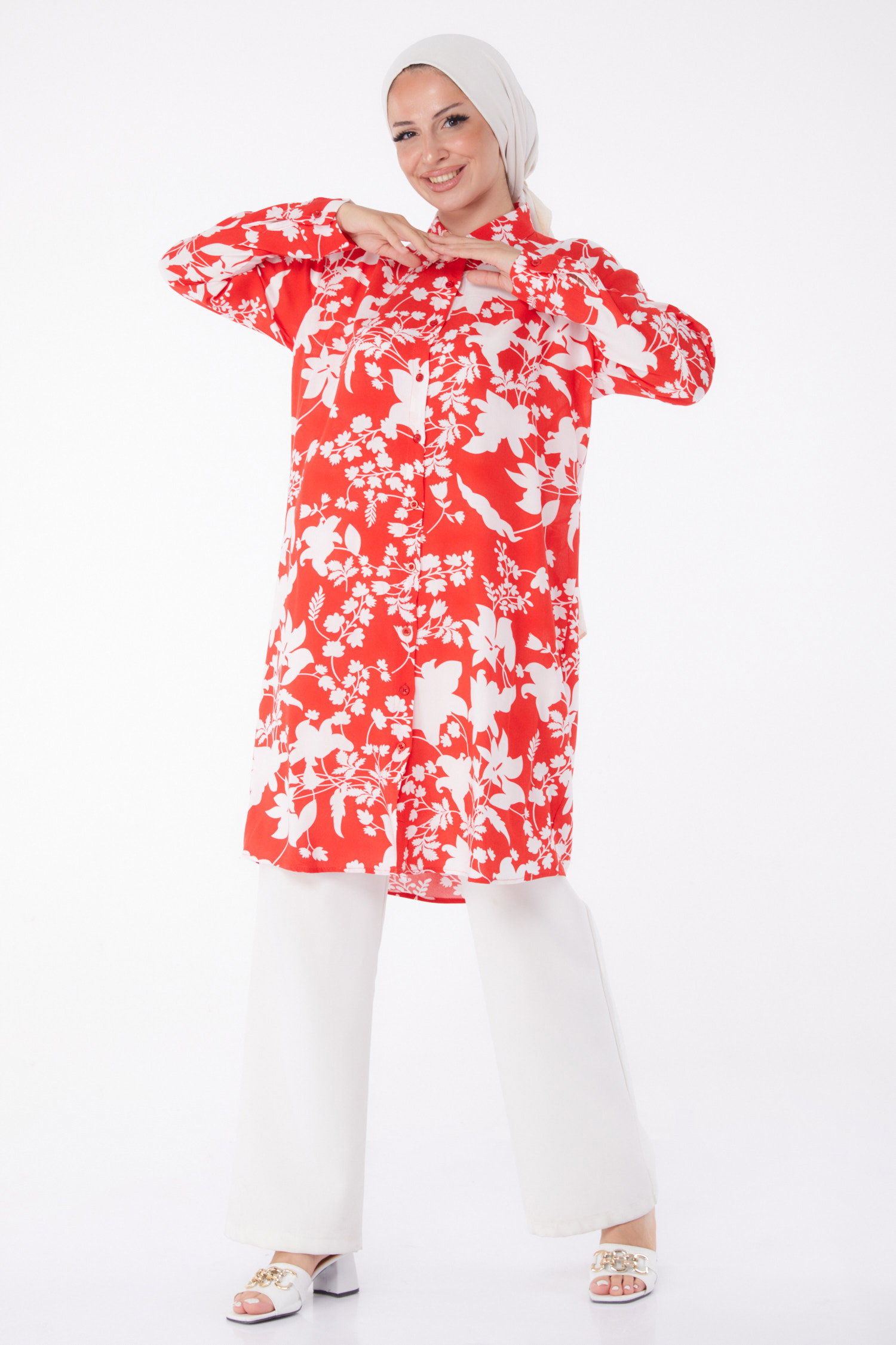 Desenli Tunik Kirmizi - 26002 - 1