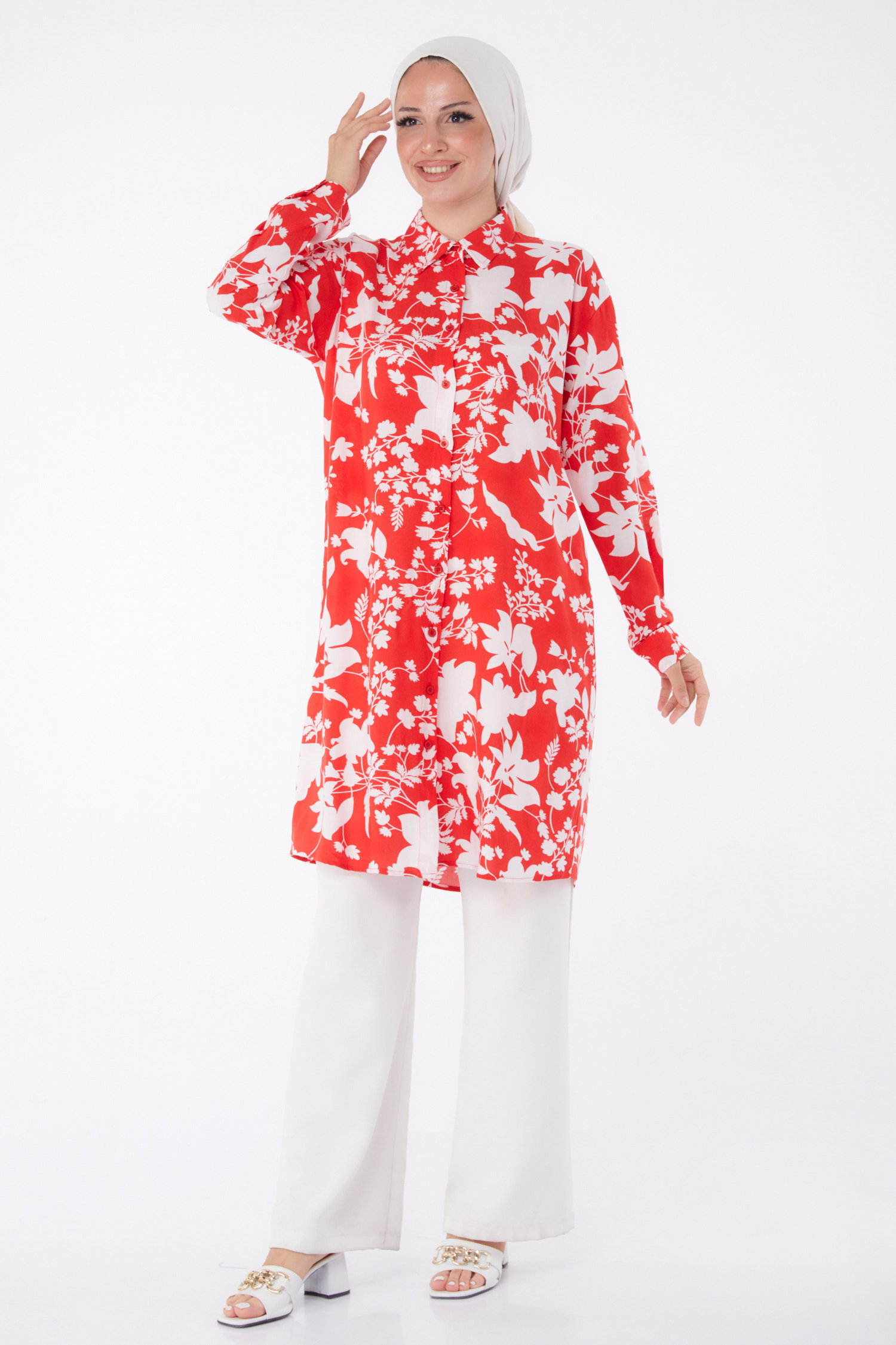 Desenli Tunik Kirmizi - 26002 - 3
