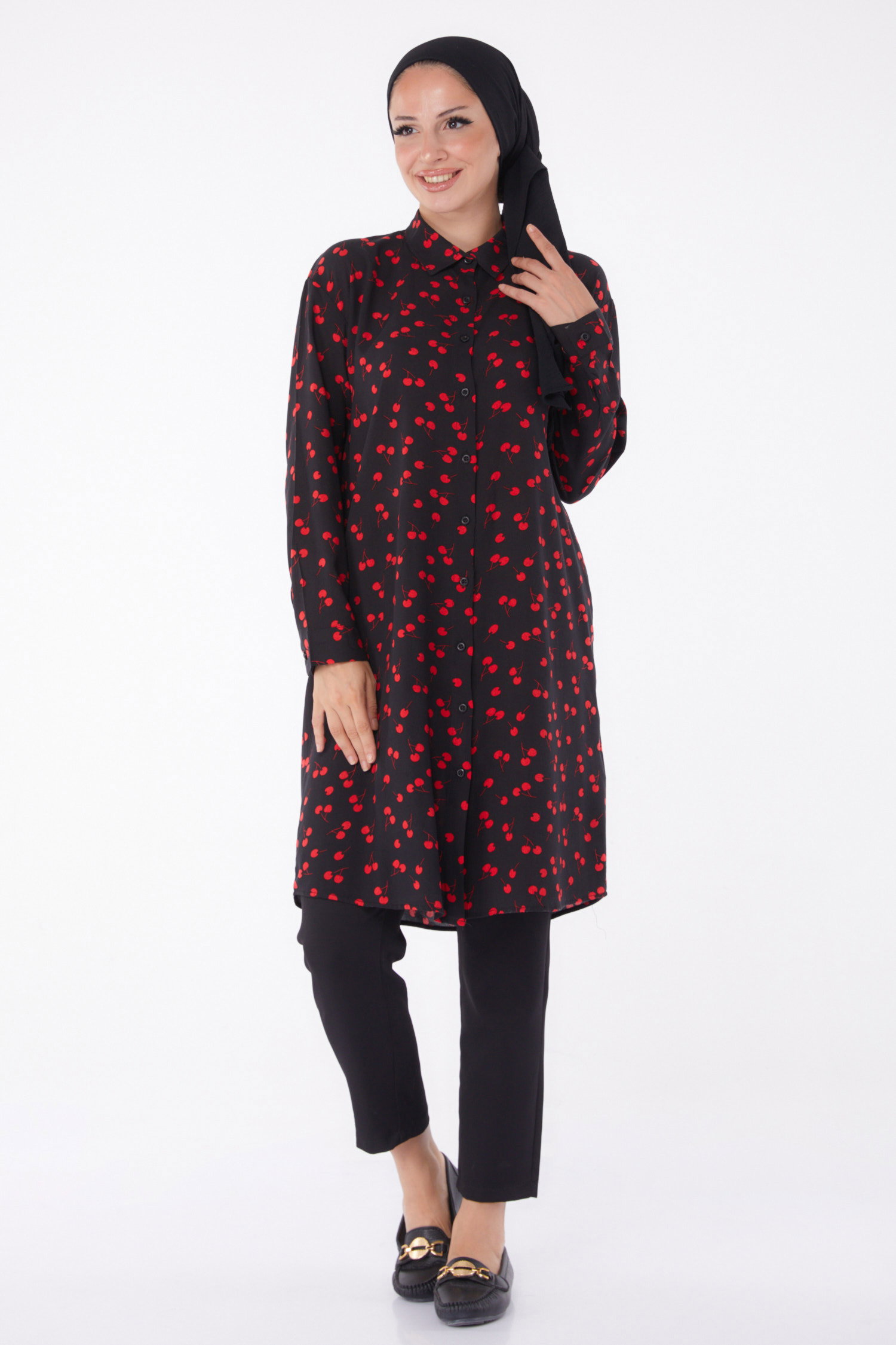 Desenli Tunik Kirmizi - 26005 - 3