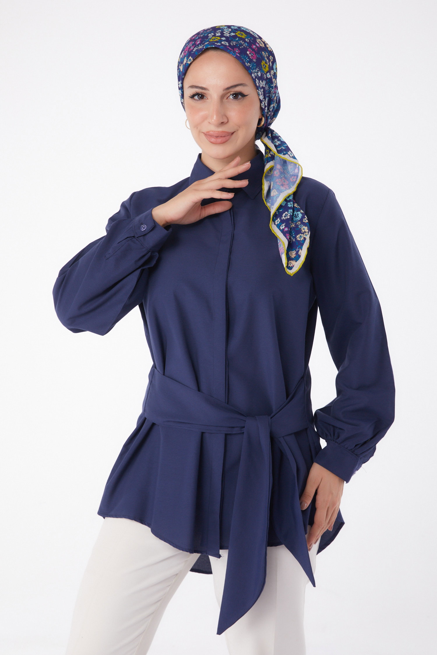 Bağcık Detaylı Tunik Lacivert - 13250 - 1