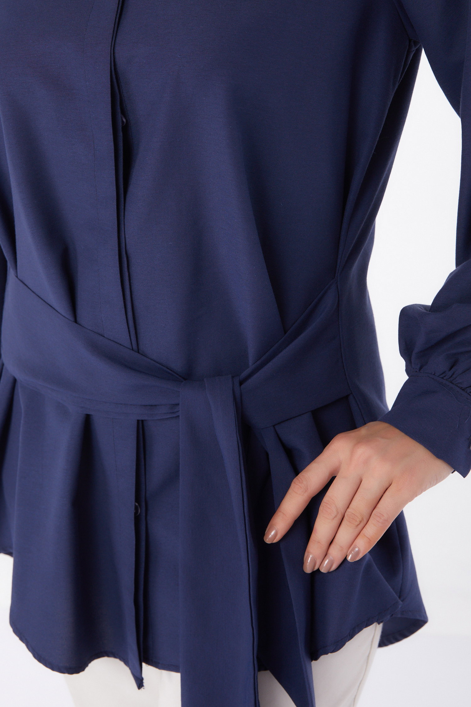 Bağcık Detaylı Tunik Lacivert - 13250 - 5