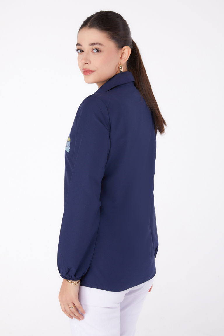 Baskılı Gömlek Lacivert - 13340 - TOFİSA