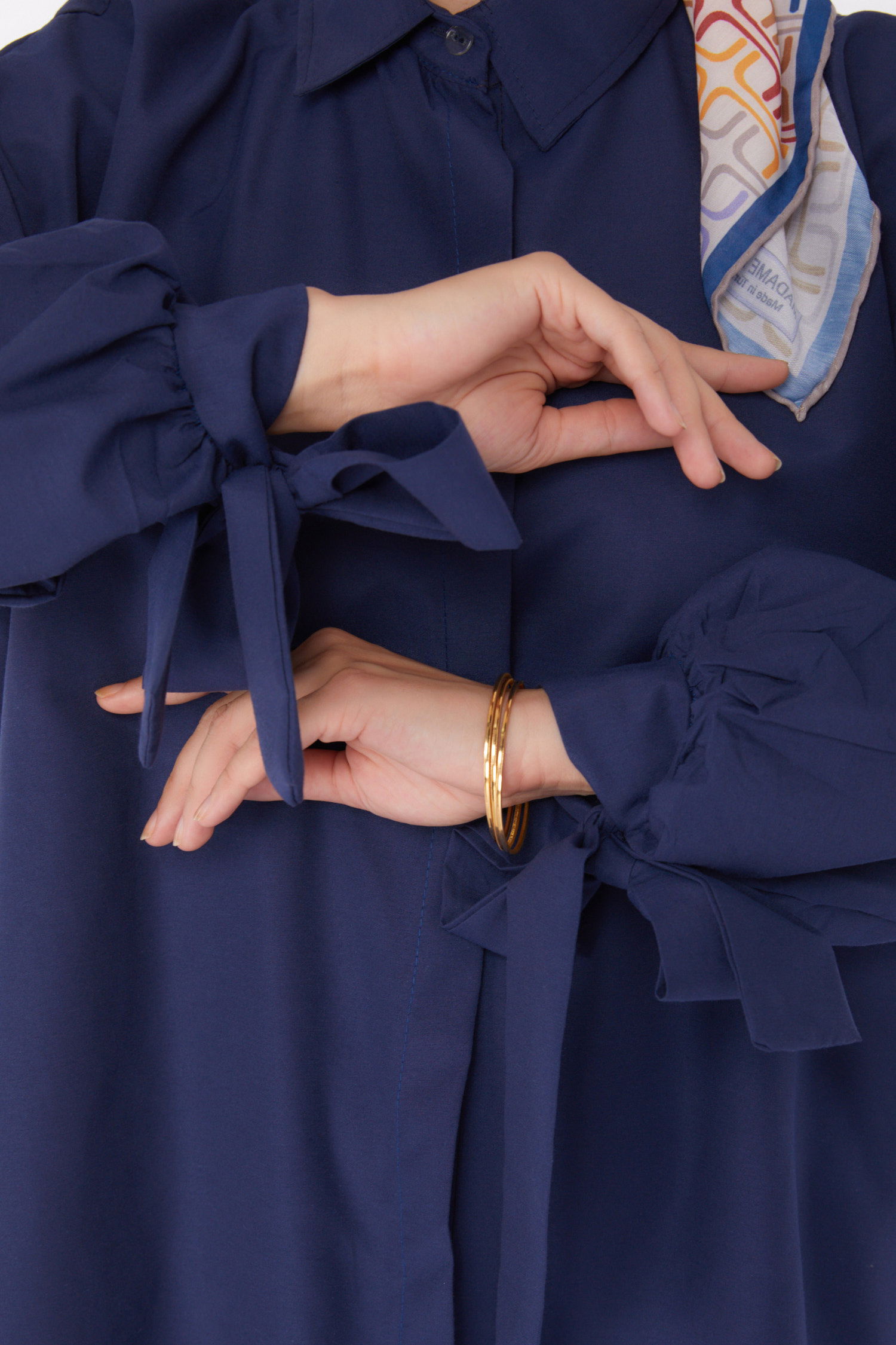 Düz Gömlek Yaka Kadın Lacivert Tunik Pantolon İkili Takım - 13182 - 6