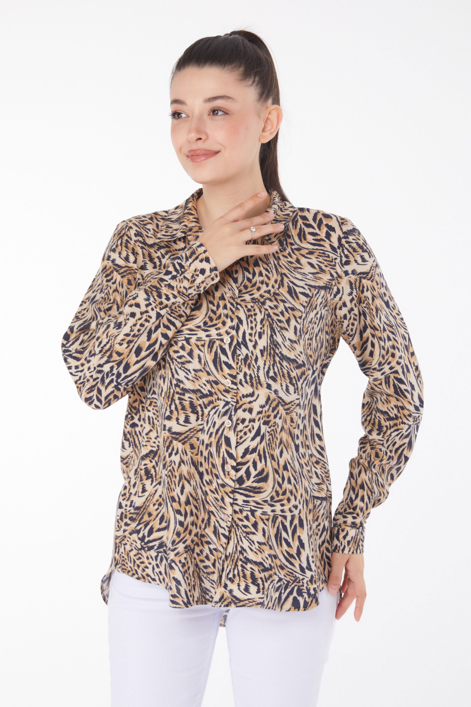 Desenli Gömlek Leopar - 25868 - 1