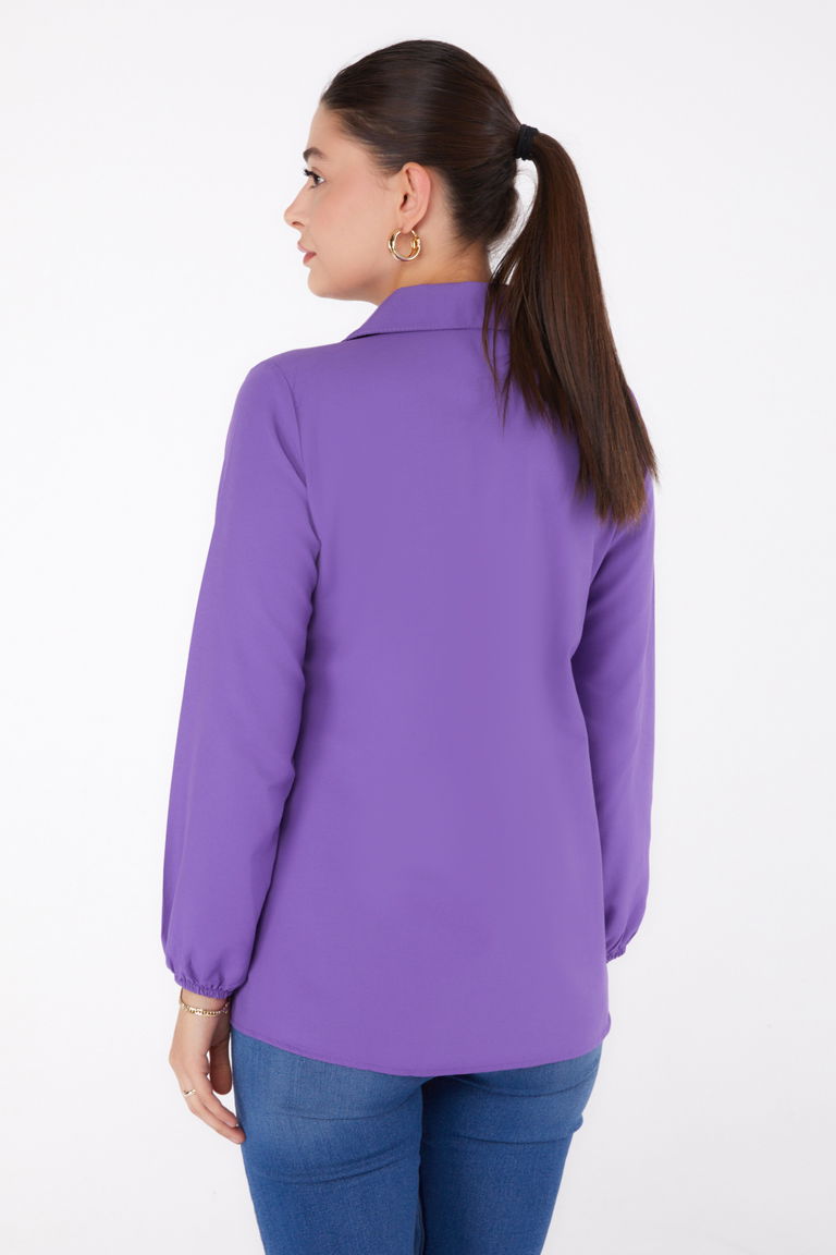 Baskılı Gömlek Lila - 13340 - TOFİSA