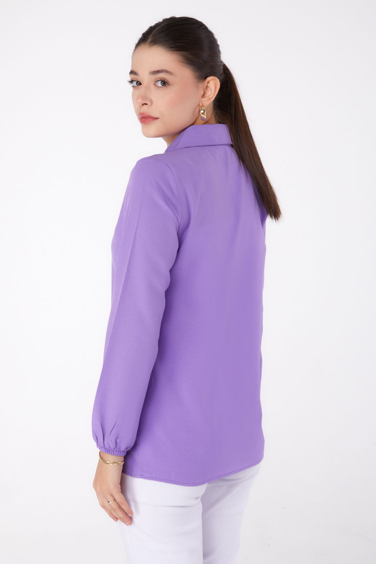 Baskılı Gömlek Lila - 13342 - TOFİSA