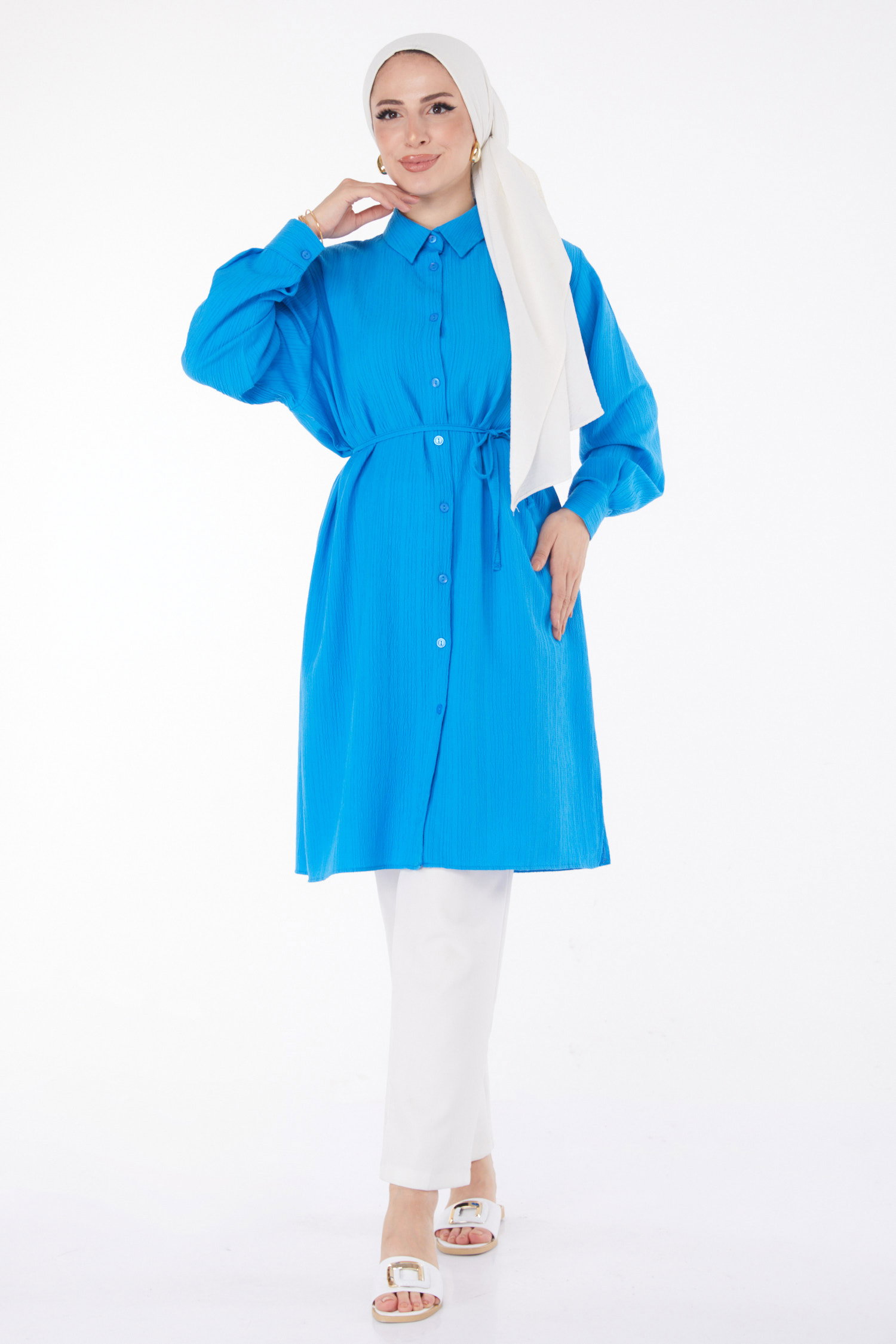 Kuşaklı Tunik Mavi - 25889 - 1