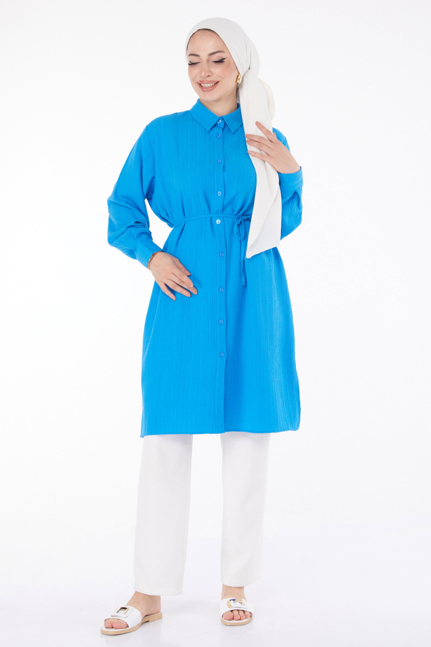 Kuşaklı Tunik Mavi - 25889 - 2
