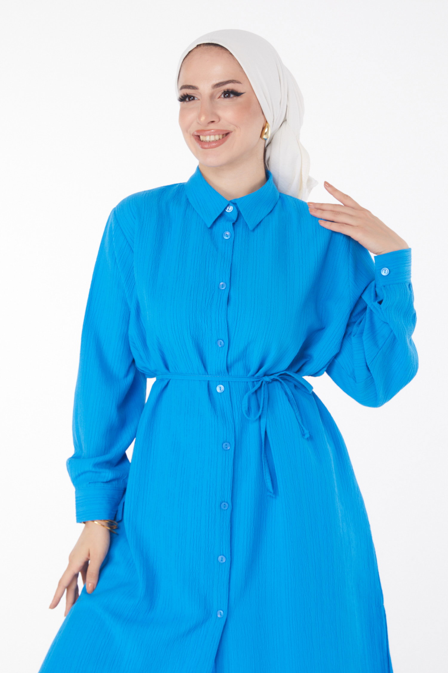 Kuşaklı Tunik Mavi - 25889 - 3