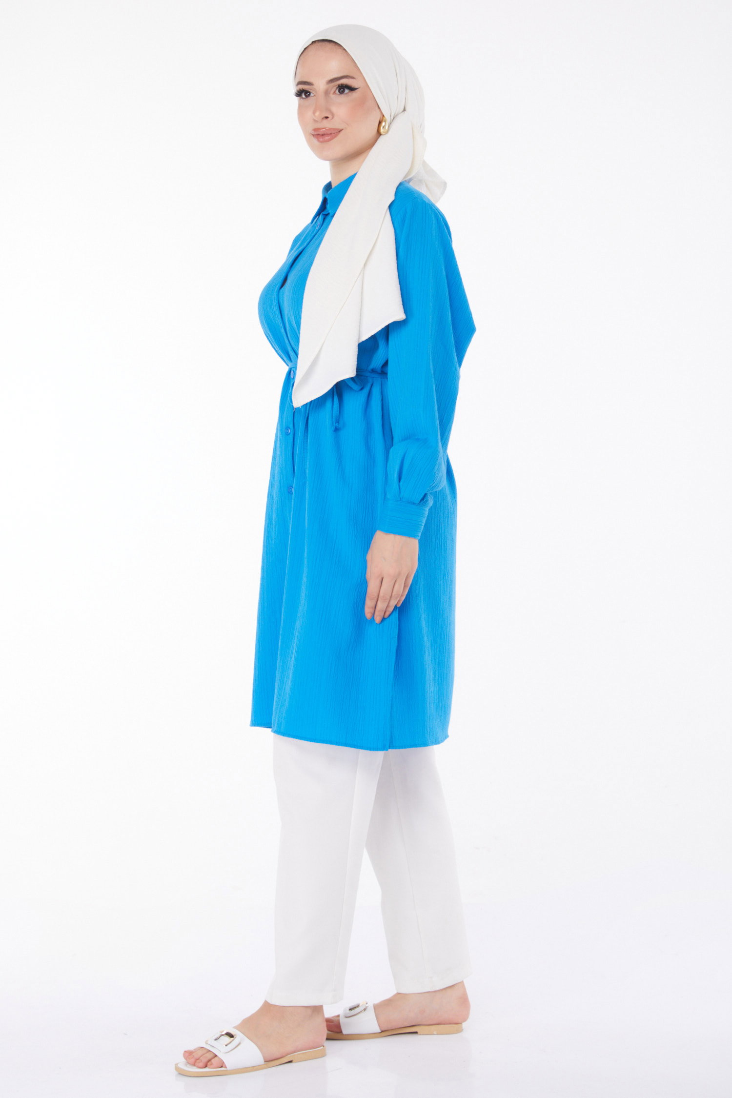 Kuşaklı Tunik Mavi - 25889 - 4