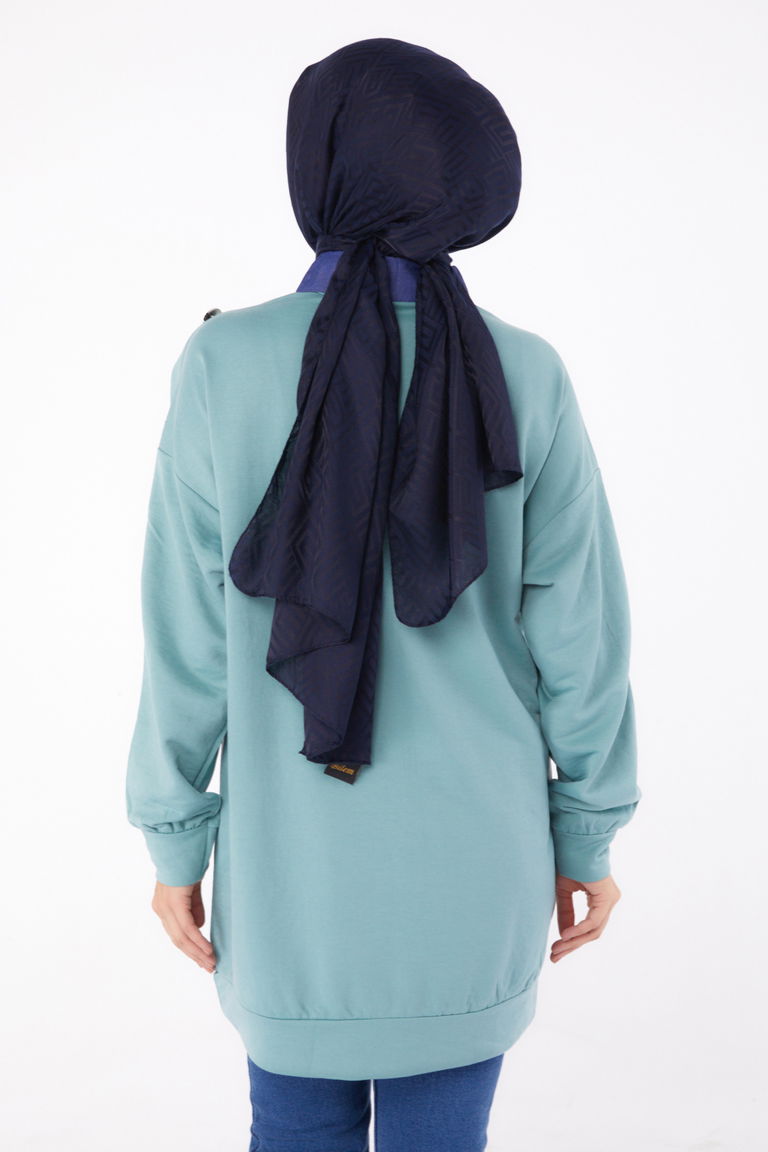 Kot Detaylı Sweatshirt Mint - 13298 - TOFİSA