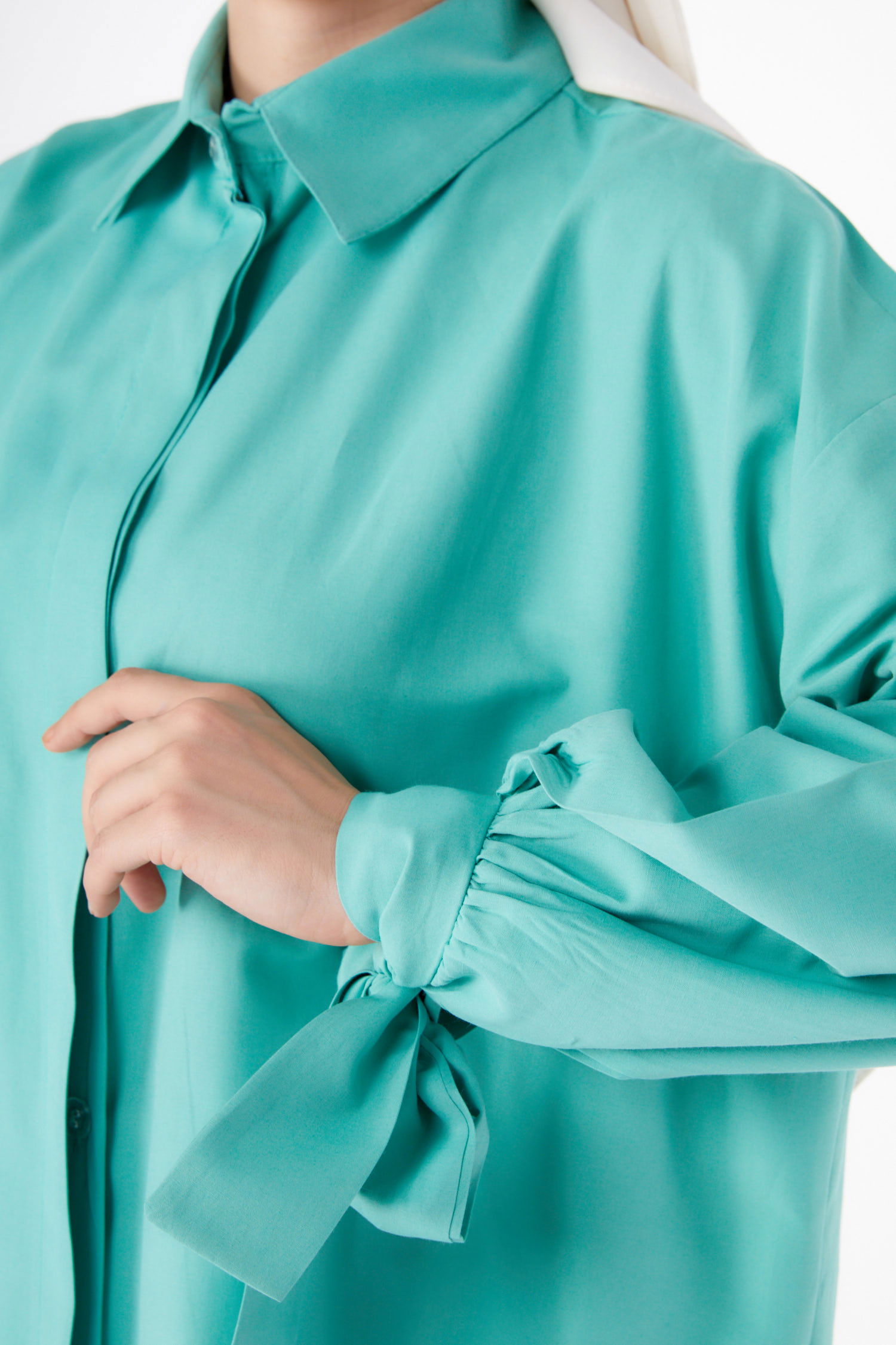 Düz Gömlek Yaka Kadın Mint Tunik Pantolon İkili Takım - 13182 - 6
