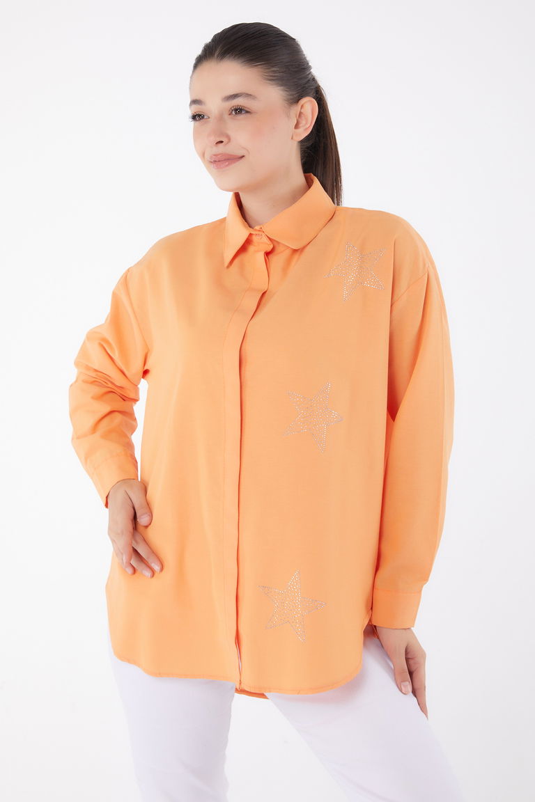 Yıldız Taşlı Gömlek Oranj - 13255 - TOFİSA