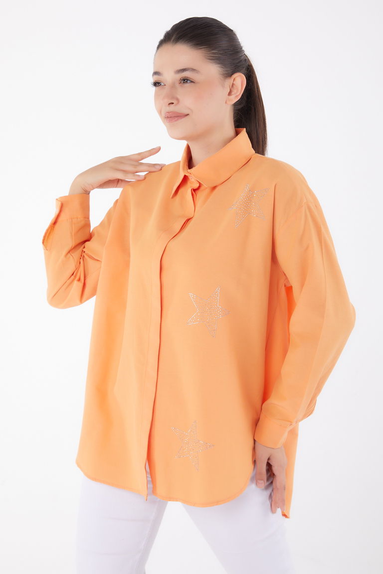 Yıldız Taşlı Gömlek Oranj - 13255 - TOFİSA