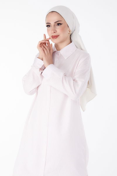 Çizgili Tunik Pembe - 25495 