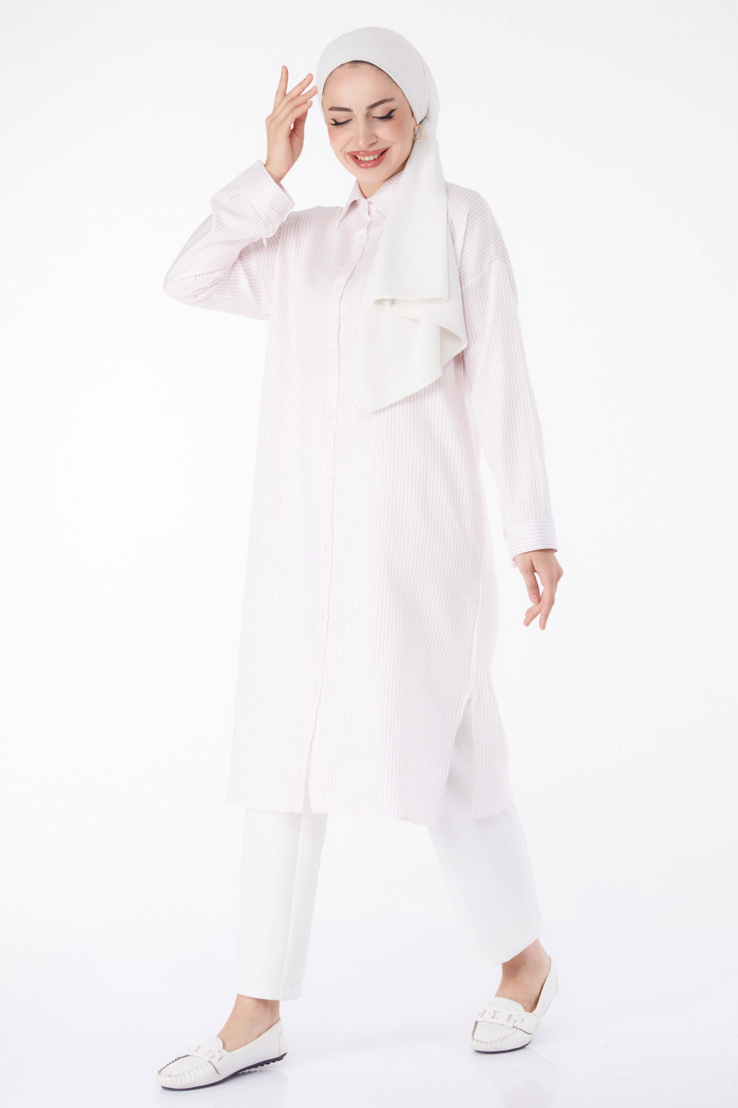 Çizgili Tunik Pembe - 25495 - 3