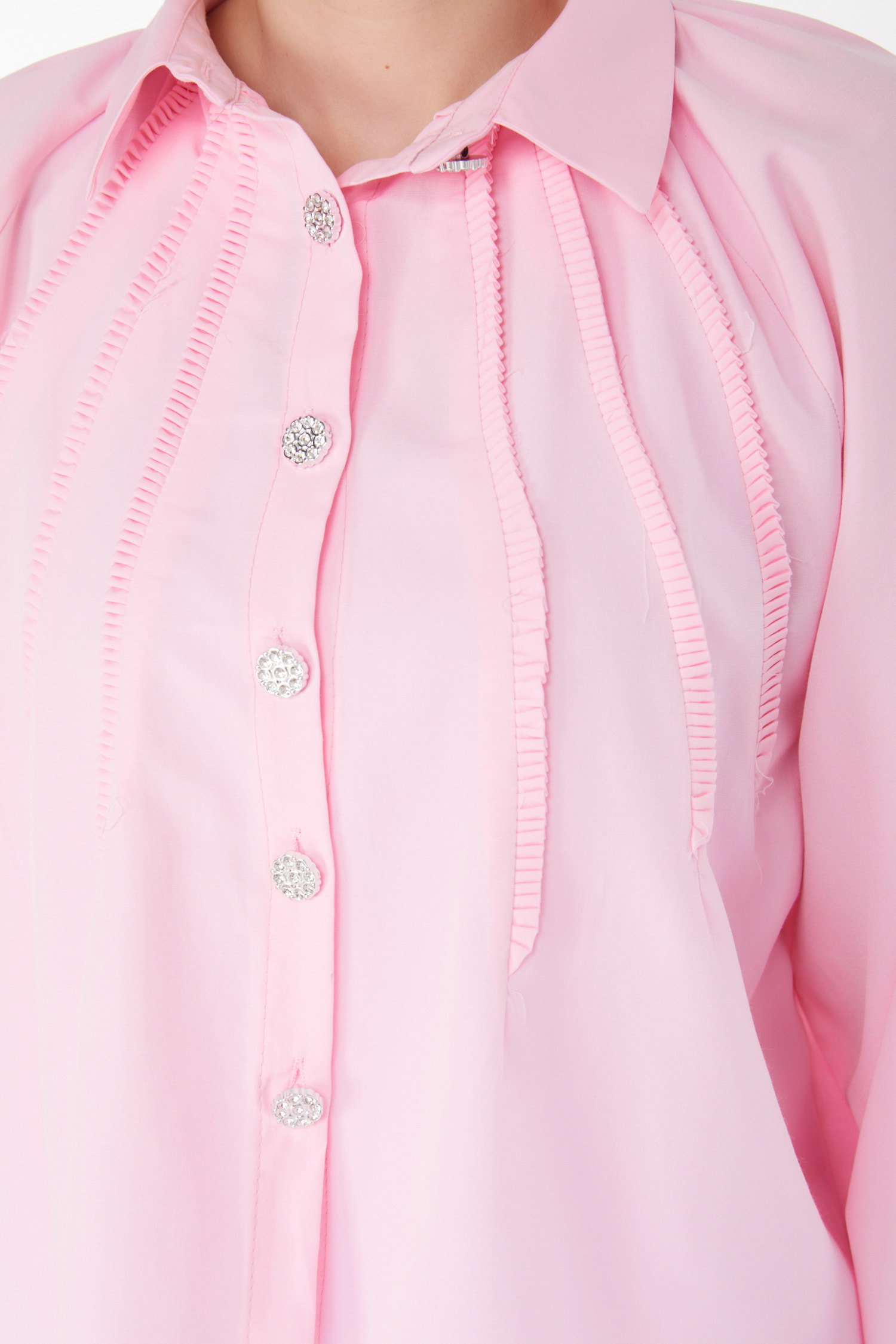 Önü Fırfırlı Gömlek Pembe - 25886 - 6
