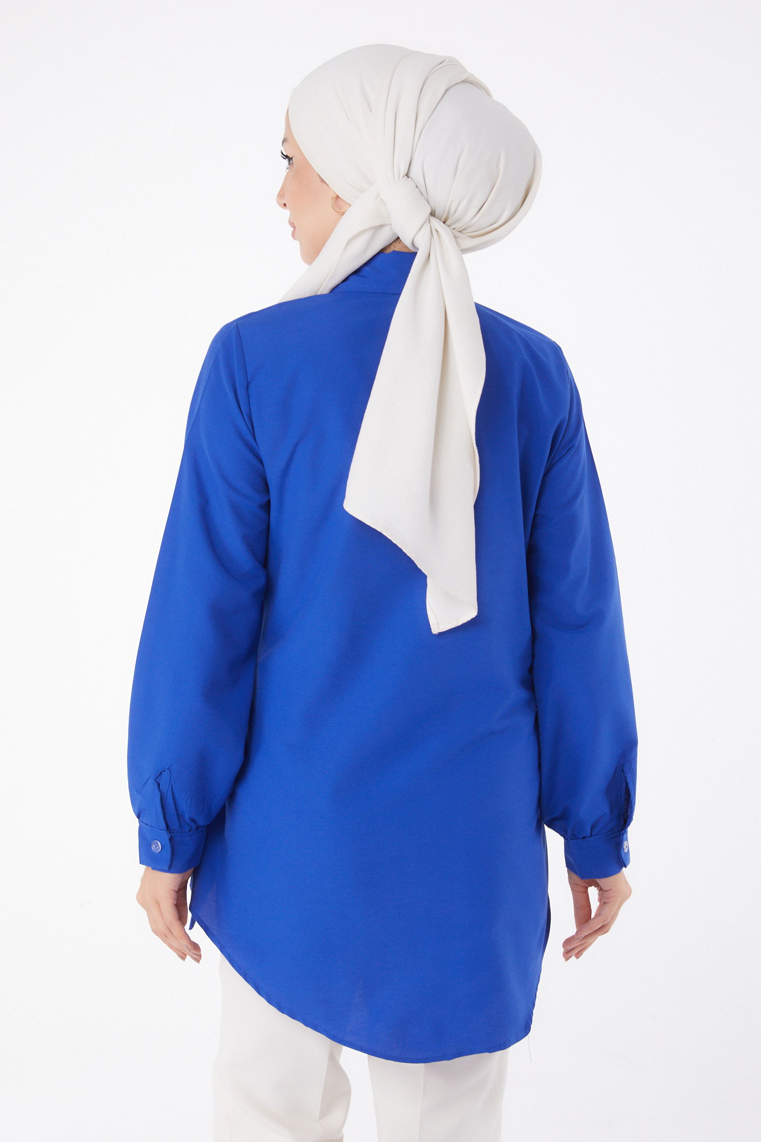 Bağcık Detaylı Tunik Saks - 13250 - 4