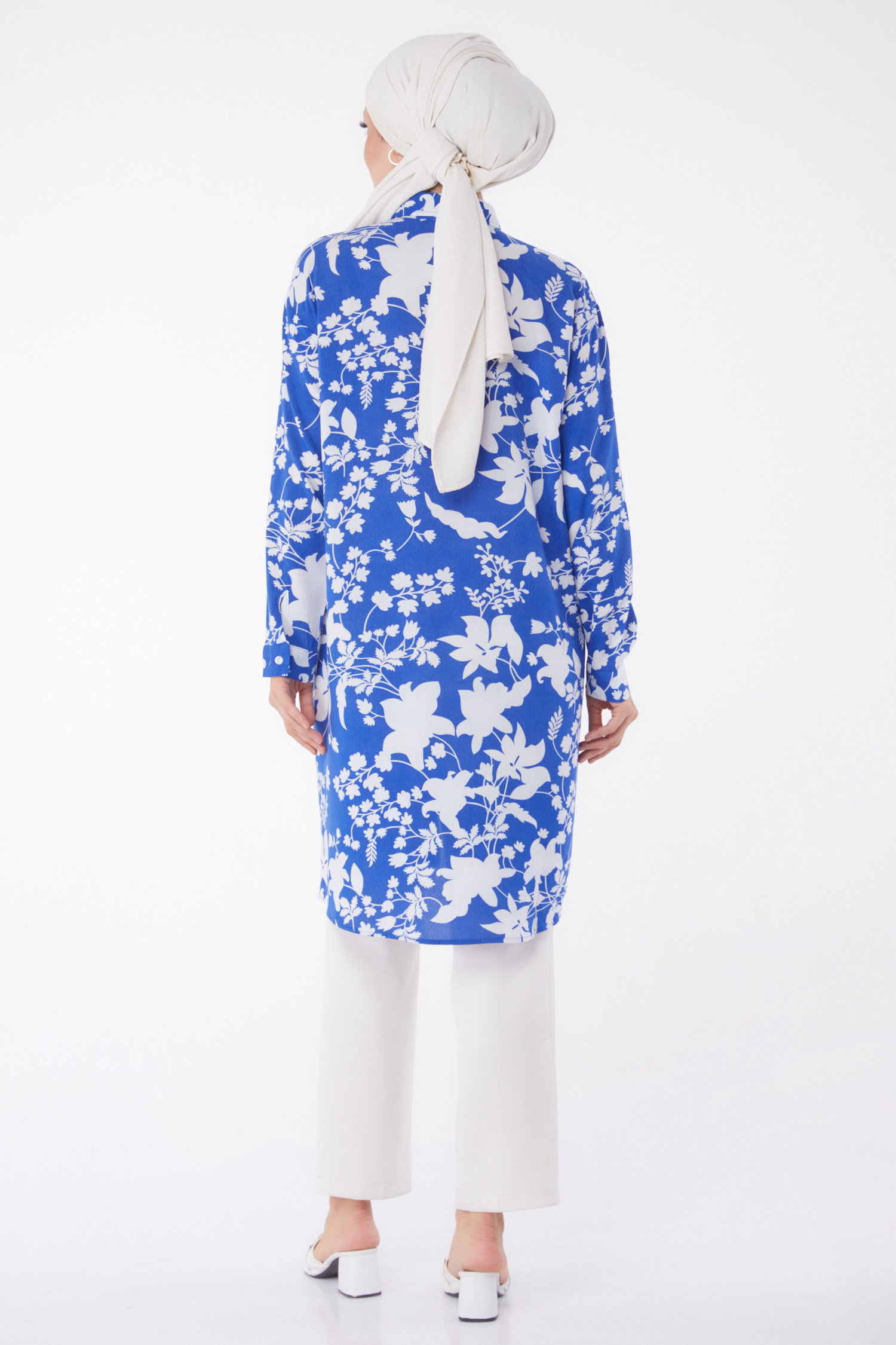 Desenli Tunik Saks - 26002 - 5