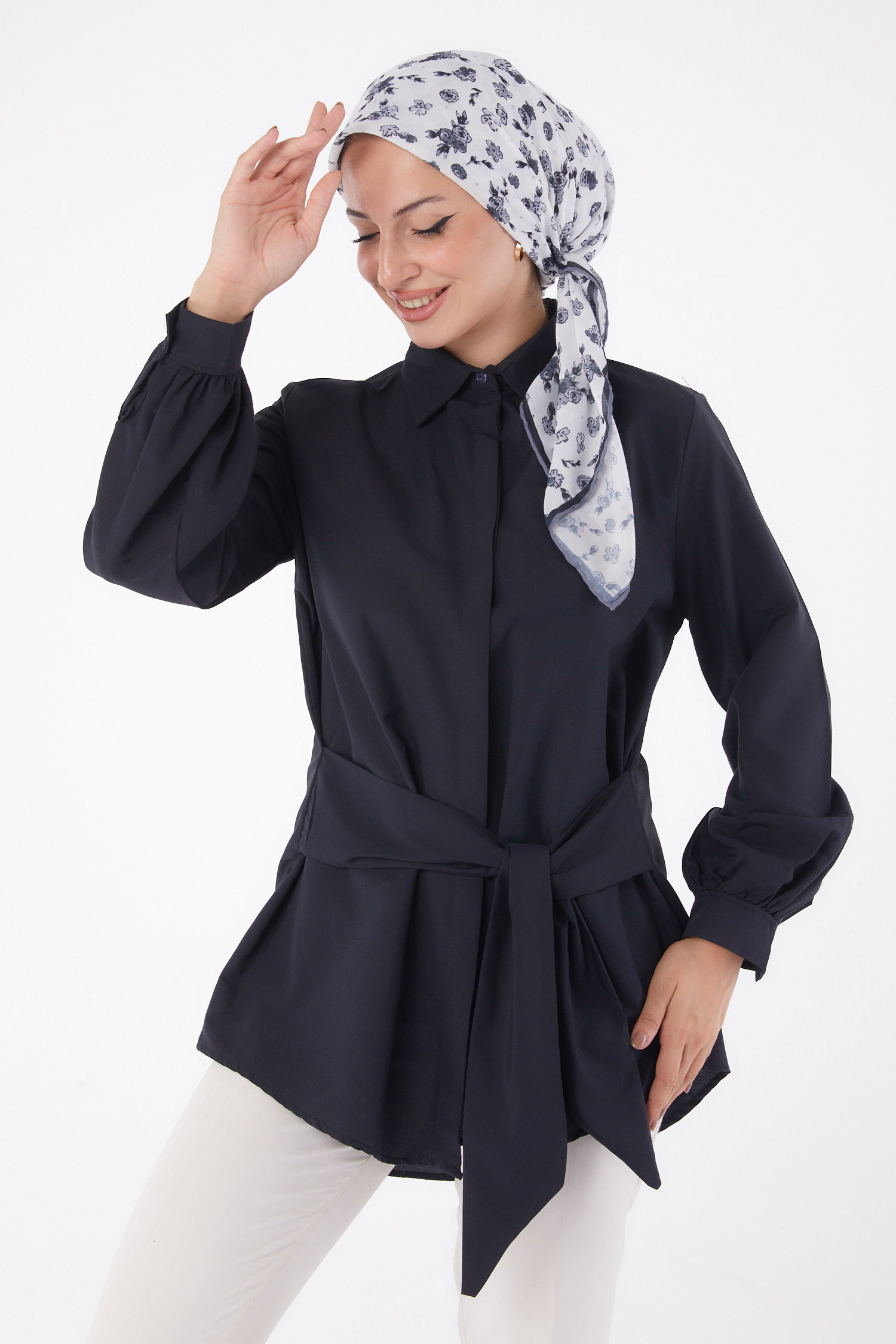 Bağcık Detaylı Tunik Siyah - 13250 - 1