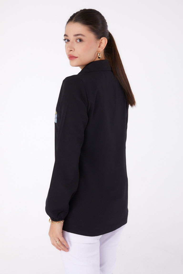 Baskılı Gömlek Siyah - 13340 - TOFİSA