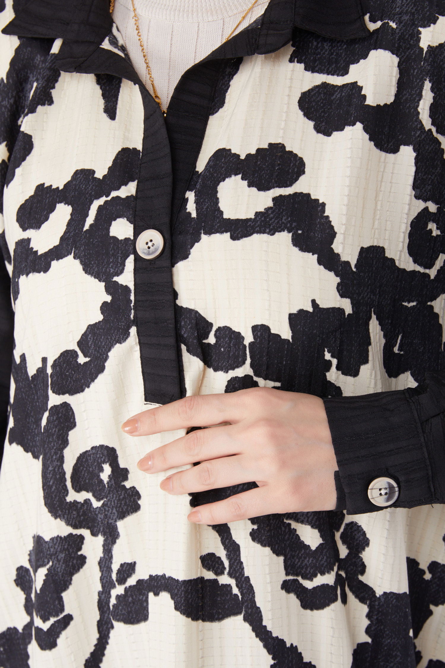 Desenli Salaş Elbise Siyah - 25044 - 6